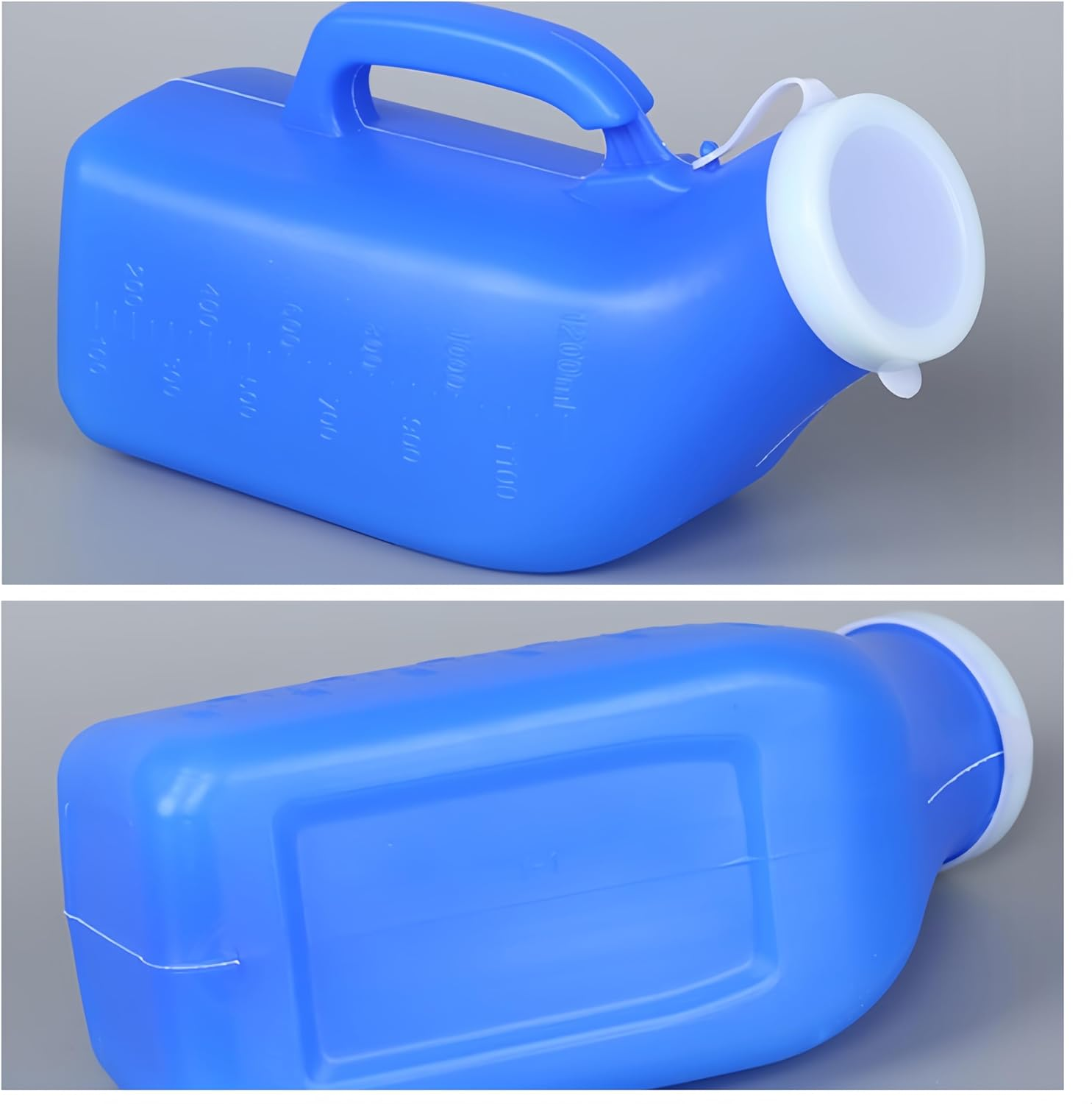 Ai-Oumleef Urine Bottle,Men'S Portable Urinal with Lid, 2 Packs Large Capacity Urine Bottle,1200Ml with Clear Scale for Hospital,Incontinence,Elderly,Travel,Driving,Camping(Blue) image number 4