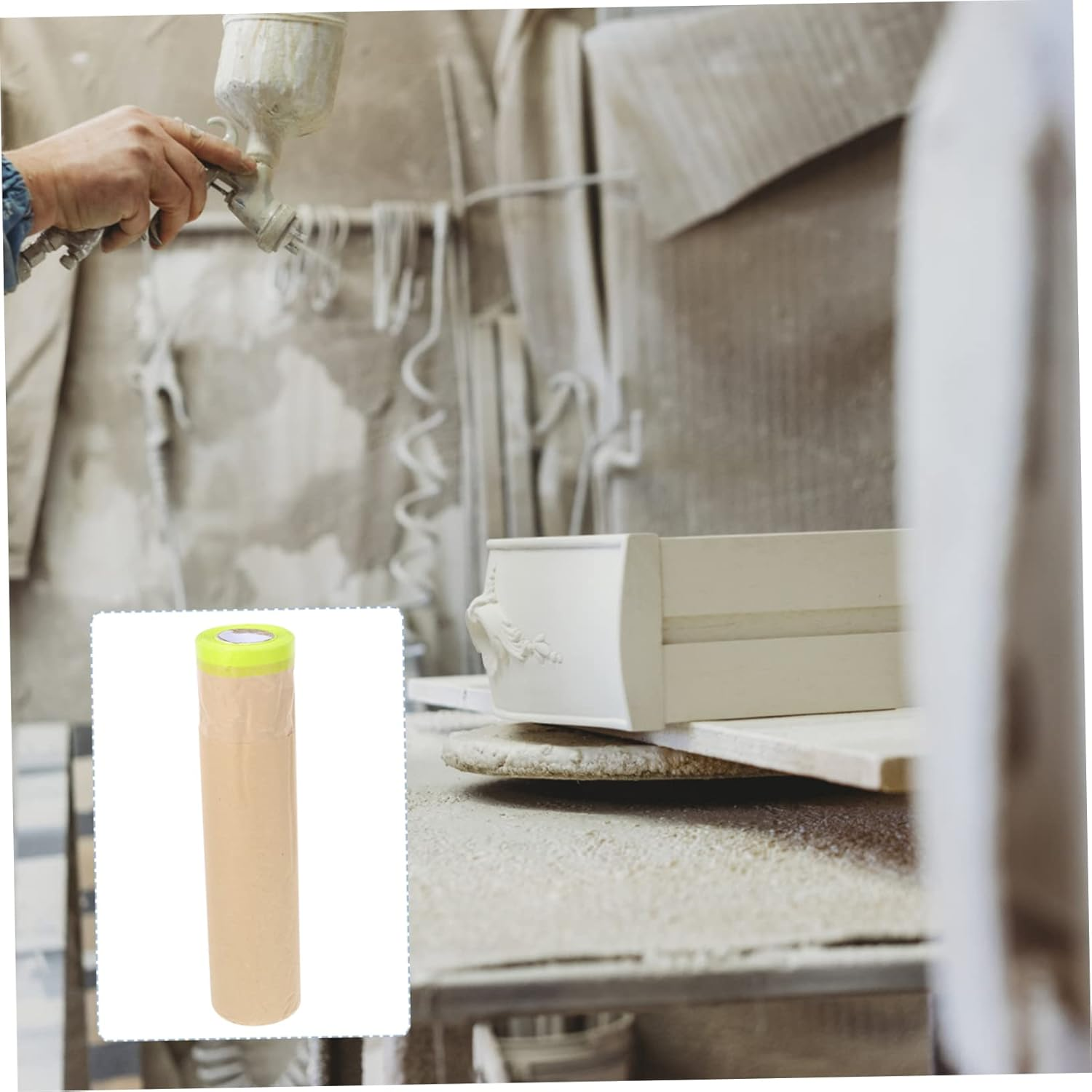 HOMSFOU Masking Paper Paint Masking Paper for Car Wall Floor Protection 50Cm X 13M Roll for Painting and DIY Projects image number 3