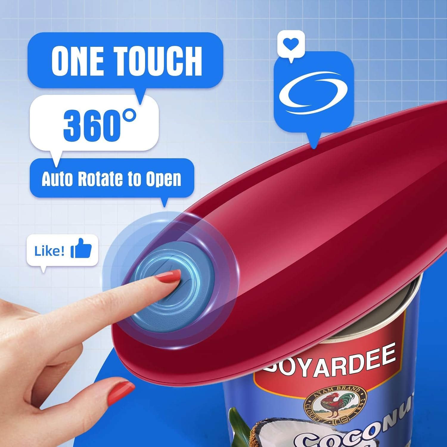 Electric Can Opener, No Sharp Edge Can Opene, One-Touch Electric Can Opener with Auto Shut,Best Kitchen Gadgets Electric Can Openers image number 5