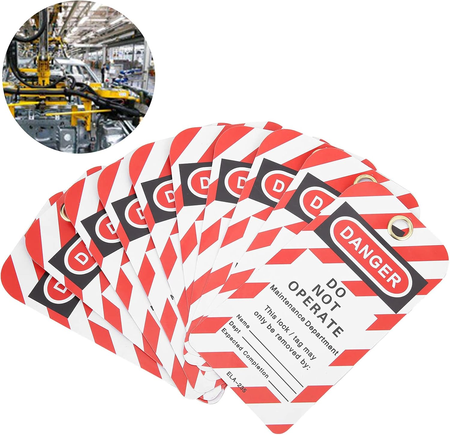 Lockout Tagout Tags, 10PCS Double Sided Danger Do Not Operate Tags PVC Safety Warning Label for Lock Out Tag Out, Out of Service, Electrical Equipment Repair image number 1