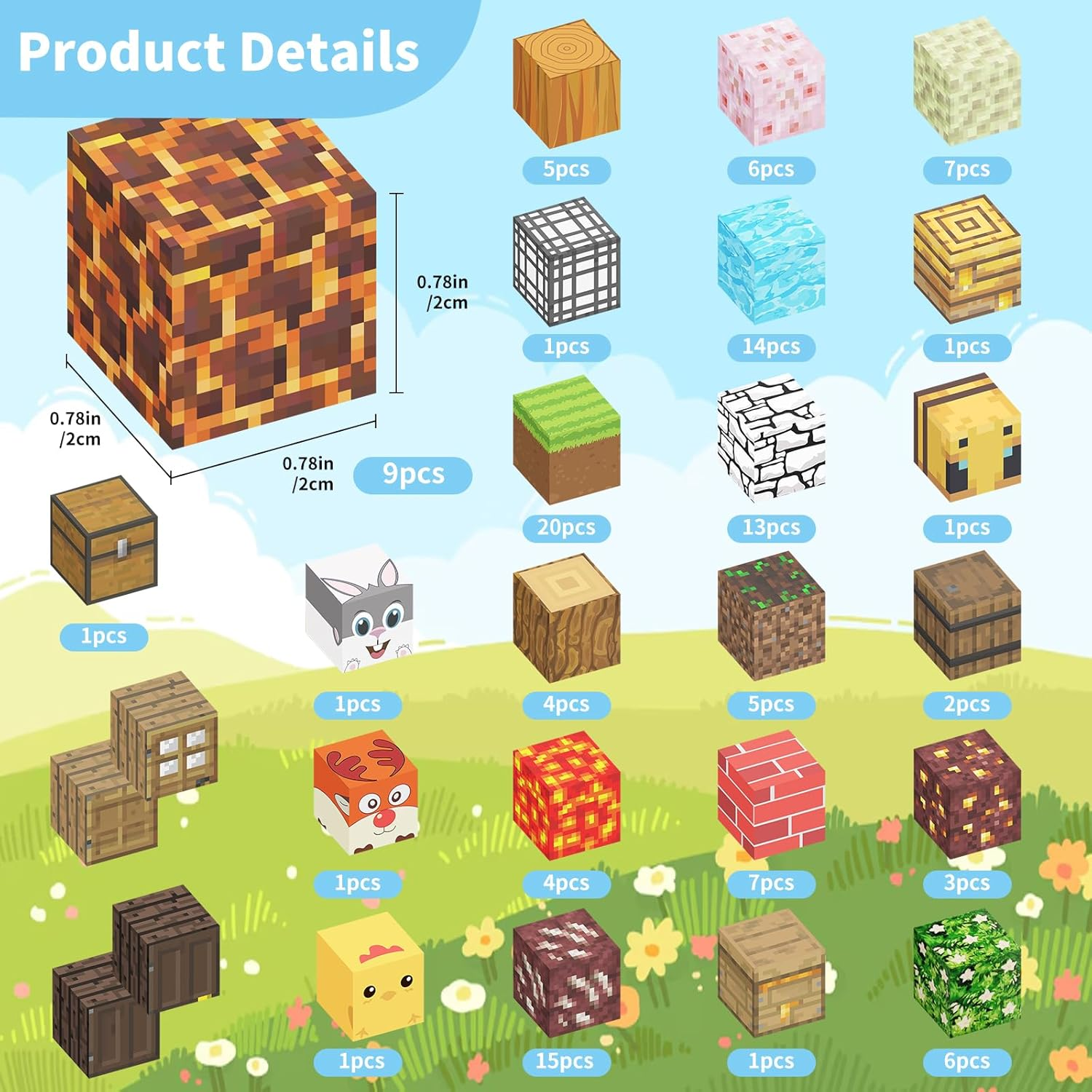 Elfew 132PCS Magnetic Blocks for 3+ Year Old Boys & Girls, STEM Magnetic Tiles Building Blocks, Building Games Sensory Toys, Stacking Toys for Kids, Indoor & Outdoor Play image number 1