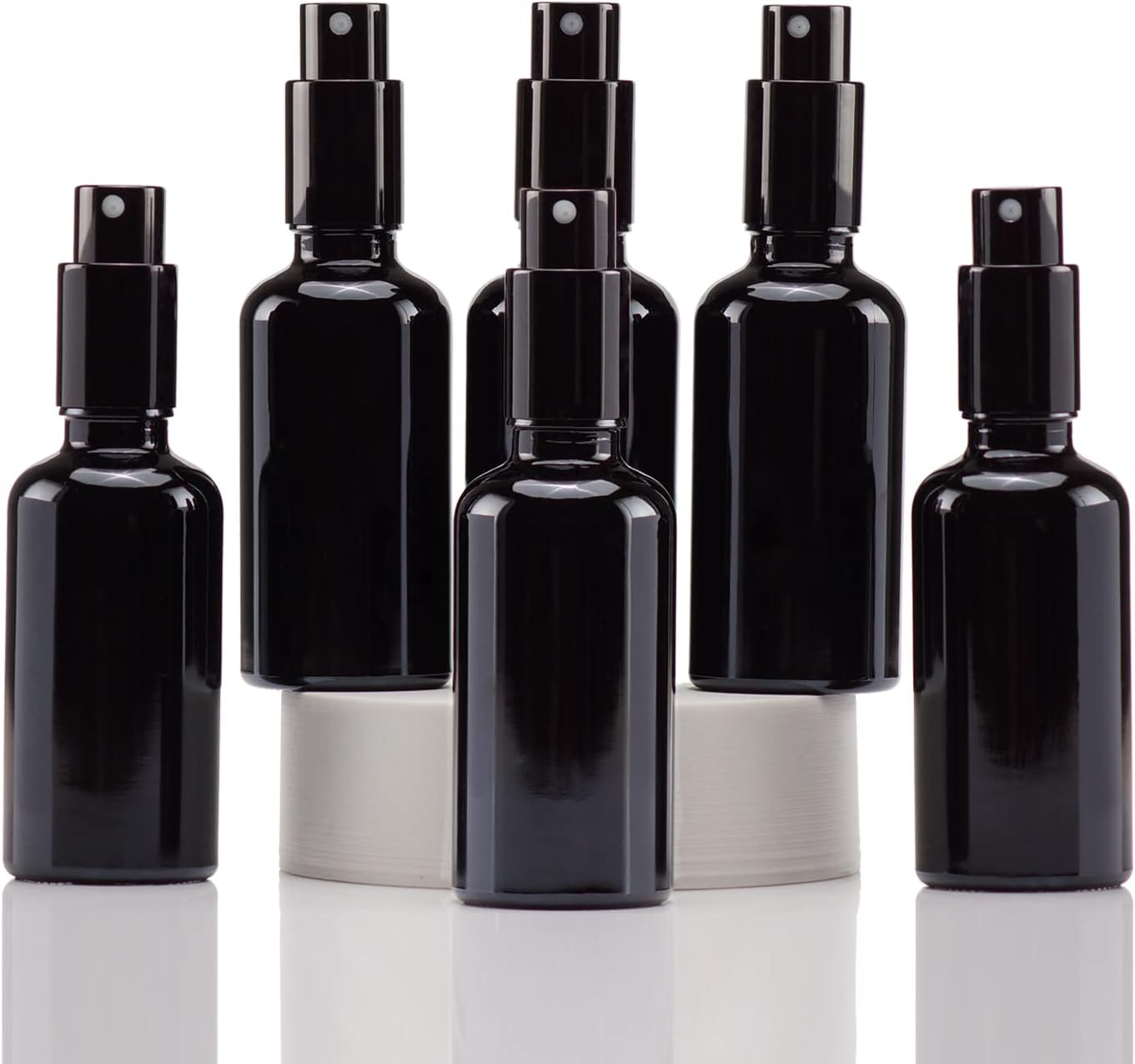 YIZHAO Transparent Spray Bottle 100 Ml, Small Glass Spray Bottle with Atomiser for Essential Oils, Cosmetics, Perfume, Cleaning, Travel Bottle, Pharmacist, Set - 9 Pieces