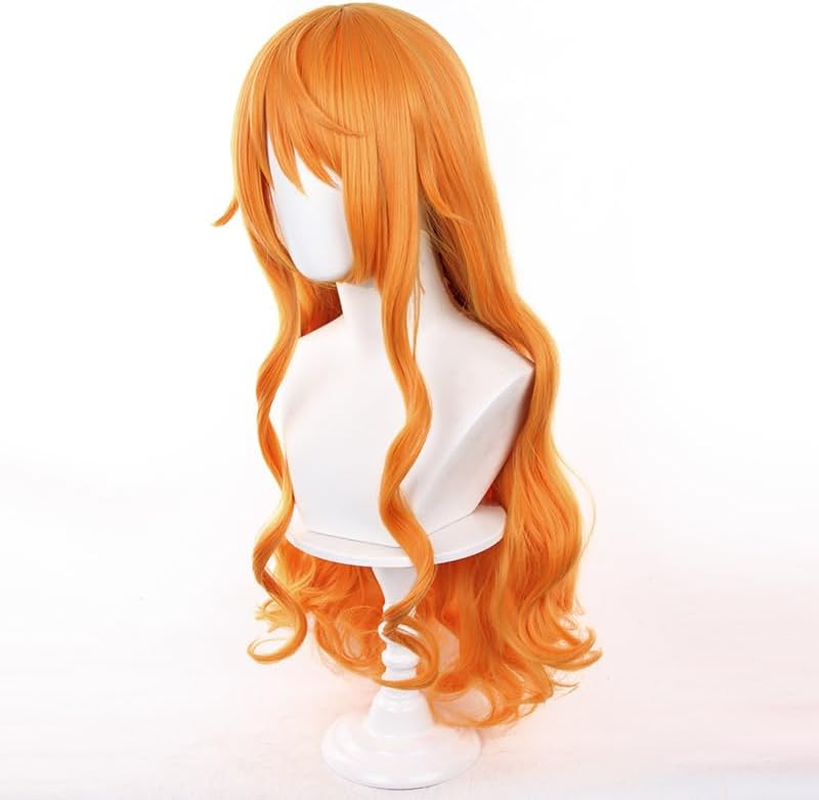 Tongtta Orange Wavy Nami Cosplay Wig Halloween Costume Party Wig for Women - Yellow image number 3