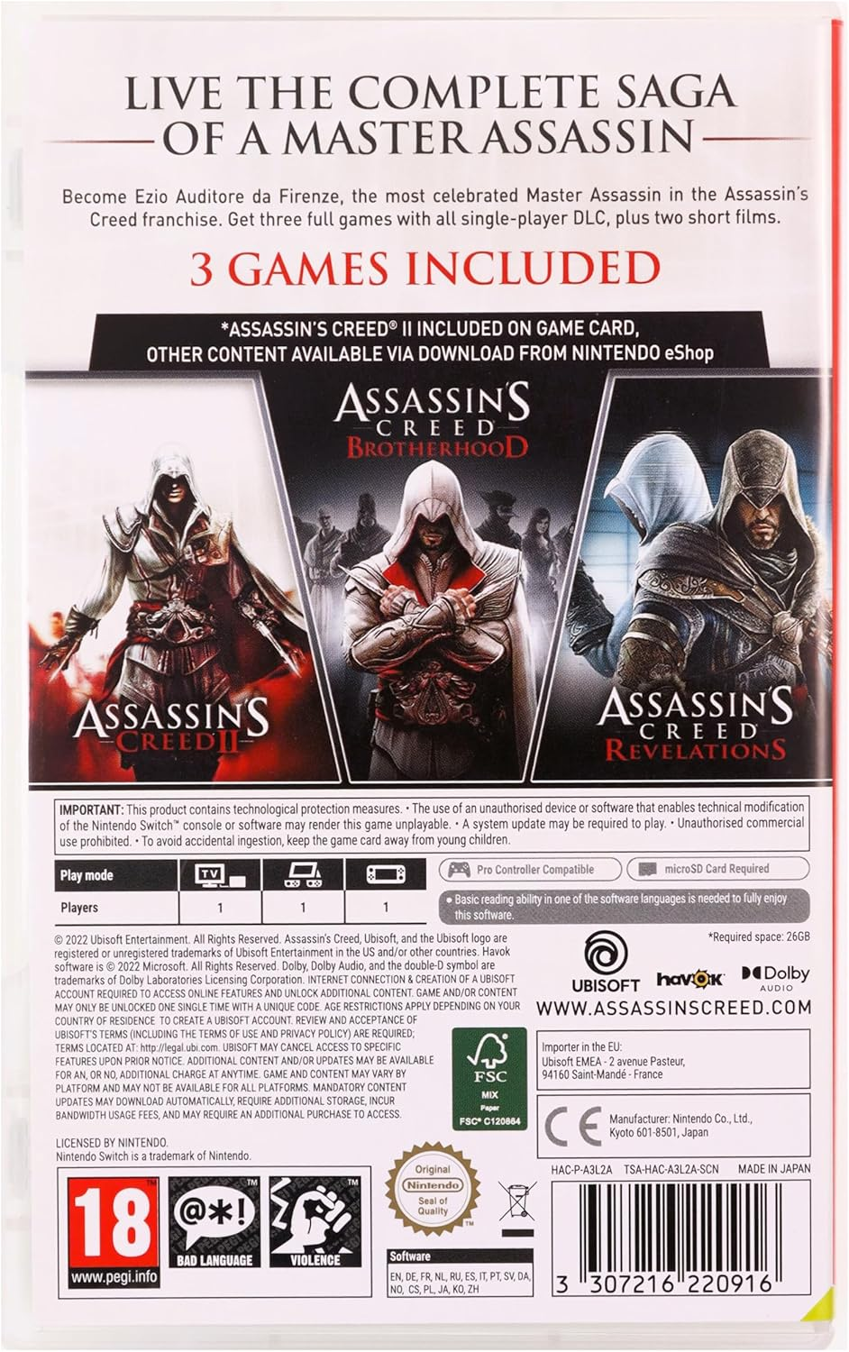 Ubisoft Assassin'S Creed: the Ezio Collection Nintendo Switch Game image number 1