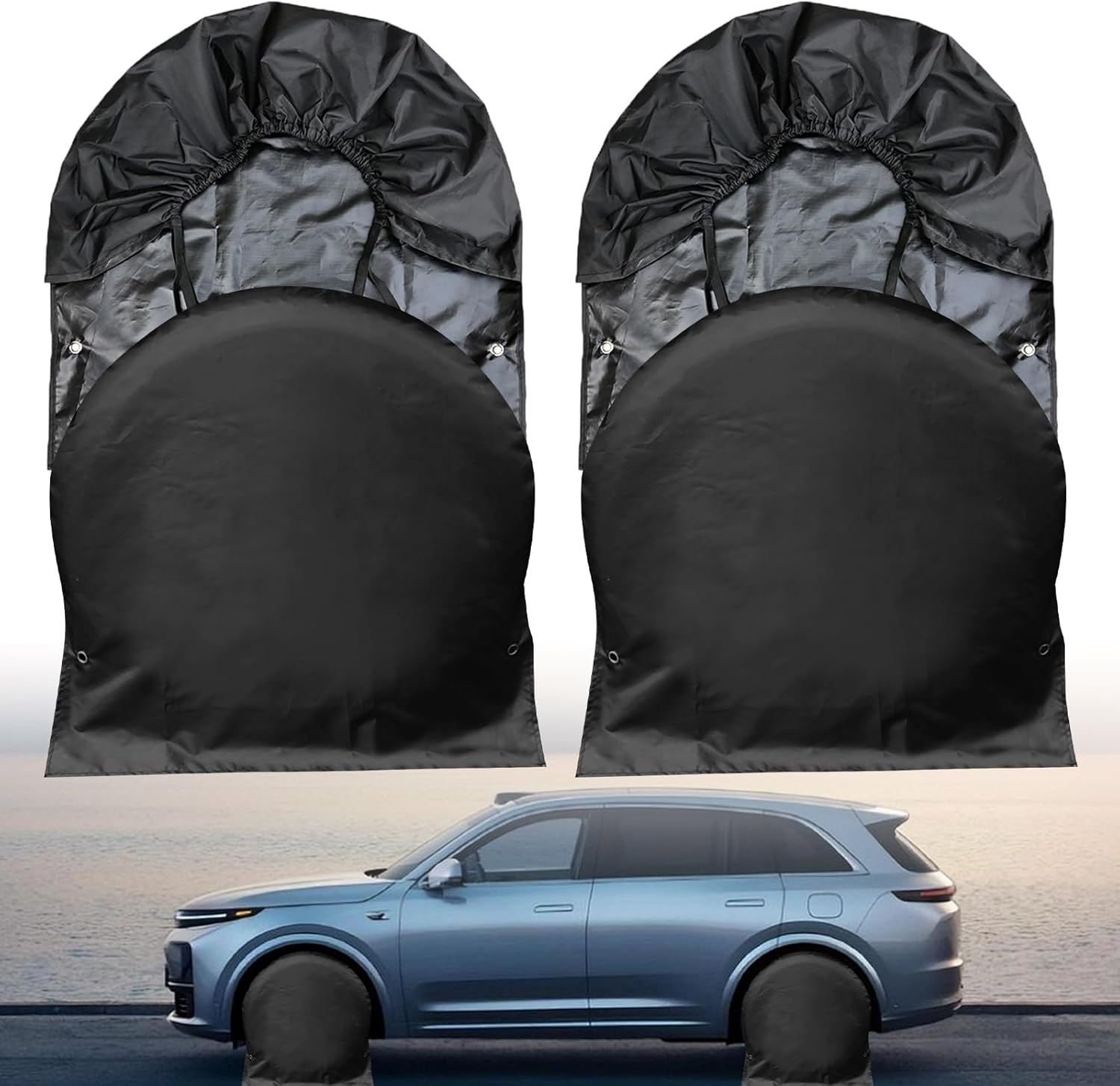 Pack of 4 Wheel Covers Caravans, 600D Oxford Tyre Cover Caravan with PU Coating, Universal Caravan Tyre Cover for Caravans, Motorhomes, Cars (4 Pieces, Fit Tyre Diameter 27-29 Inches) image number 4
