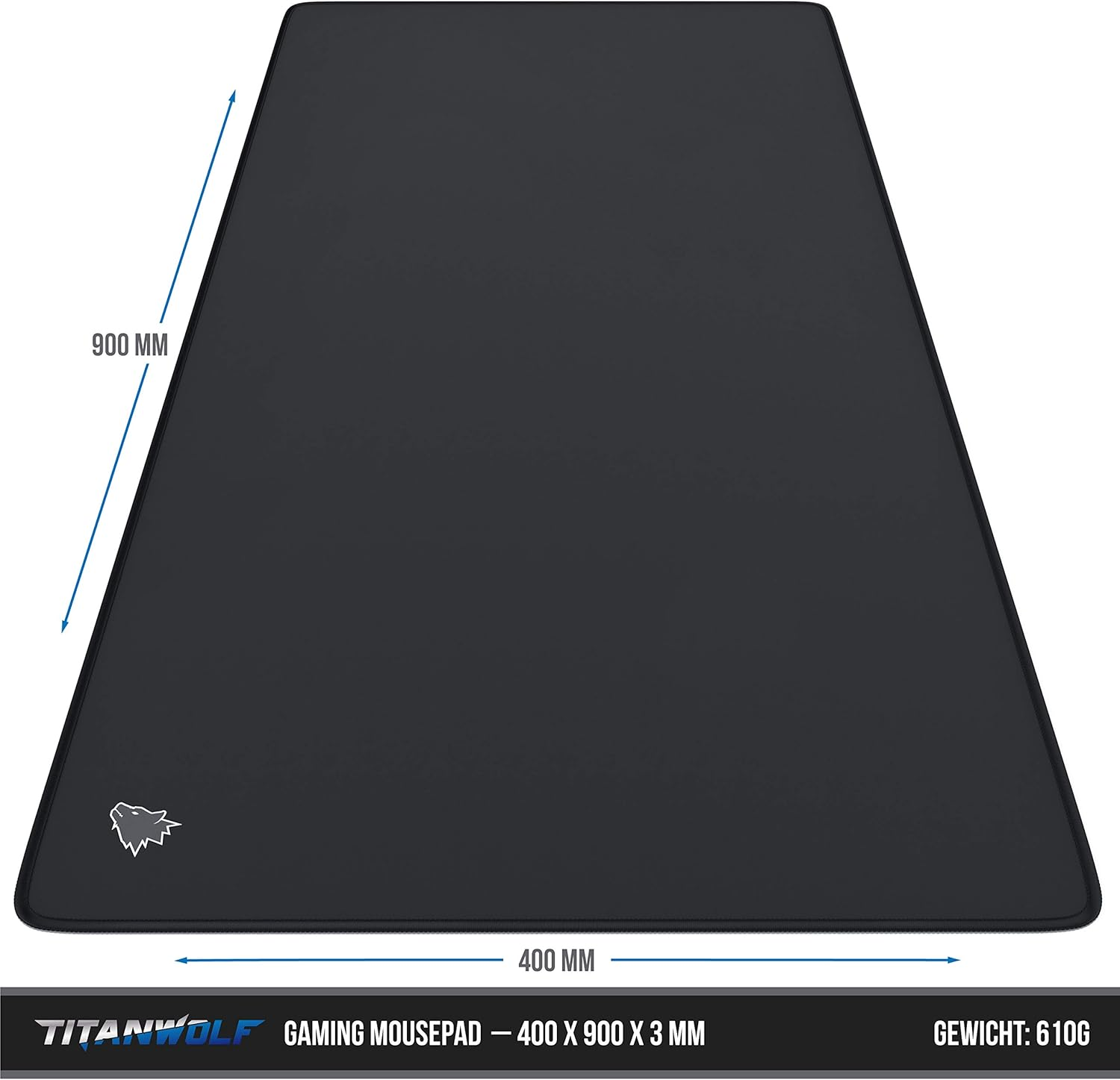 Csl-Computer XXL Speed Gaming Titanwolf Mouse Pad - Black 900 X 400 Mm - Large Table Base - Improves Accuracy and Speed, Size XXL Type 1 image number 4