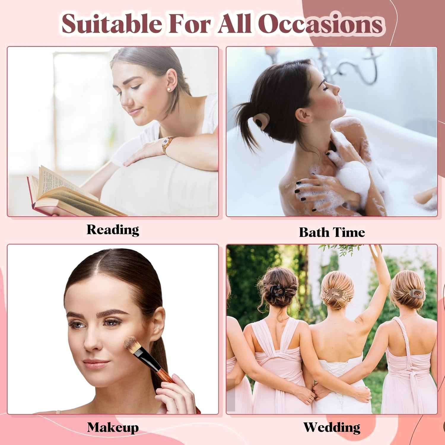 Yeomju Pack of 4 Acetate Flat Hair Clips, Flat Claw Clip for Women, Candy Colour Lay down Hair Clip for Thick and Thin Hair, Comfortable, Curved Flat Clips image number 5