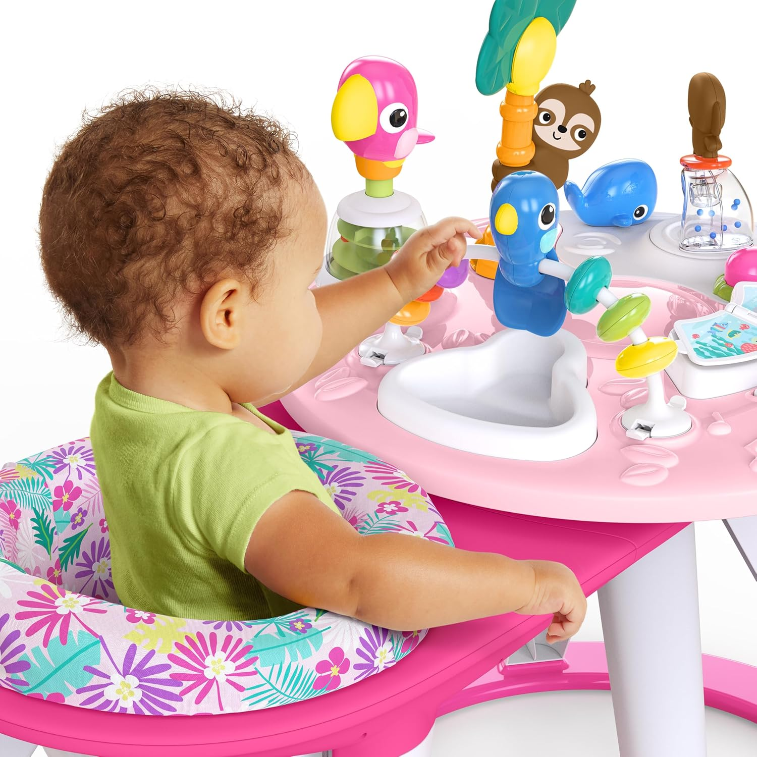 Bright Starts around We Go 2-In-1 Walk-Around Baby Activity Center & Table, Tropic Coral, Age 6 Months and Up image number 3