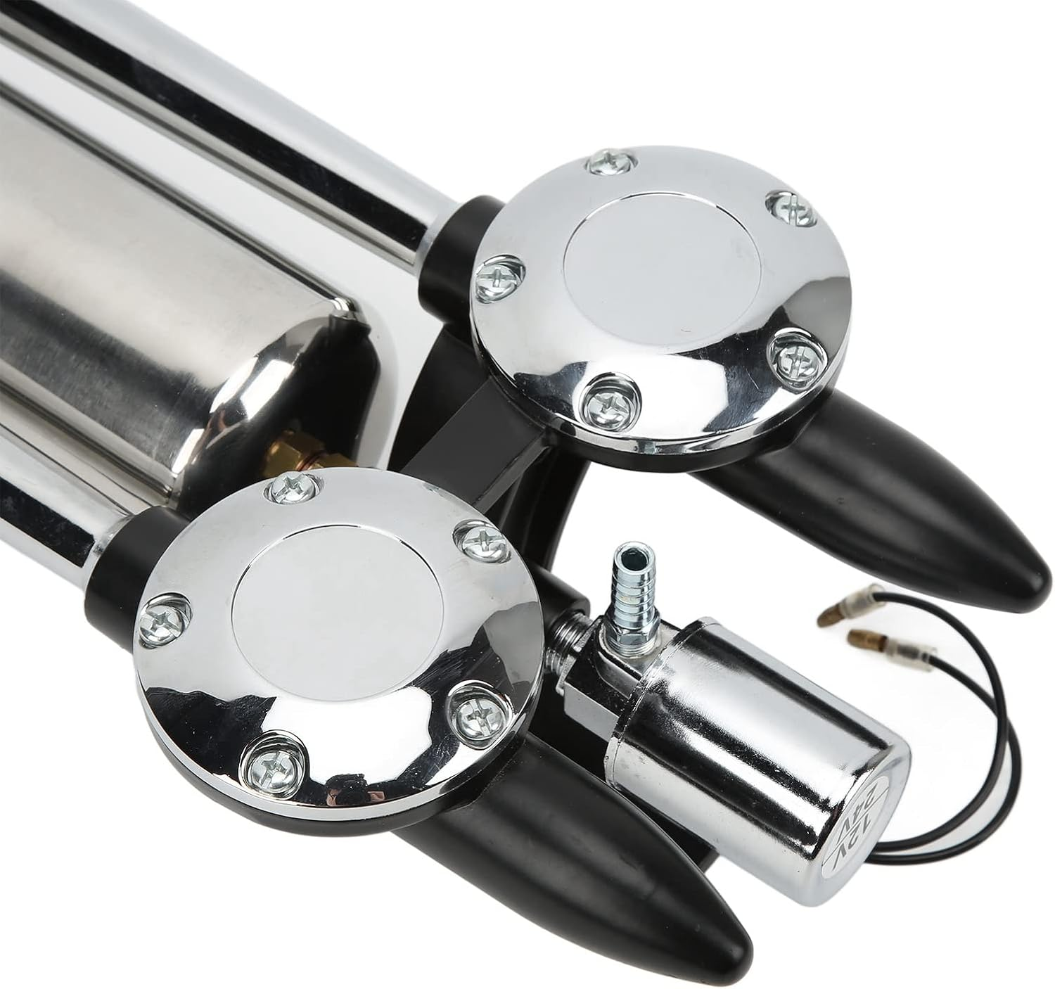 Air Horn, Dual Trumpet Super Loud 300Db Electric Horn Zinc Alloy 0.5Mpa-0.8Mpa Operating Air Pressure Easy to Install Air Train Horn Kit for 12V/24V Vehicles Car Truck Lorry Boat Van Train