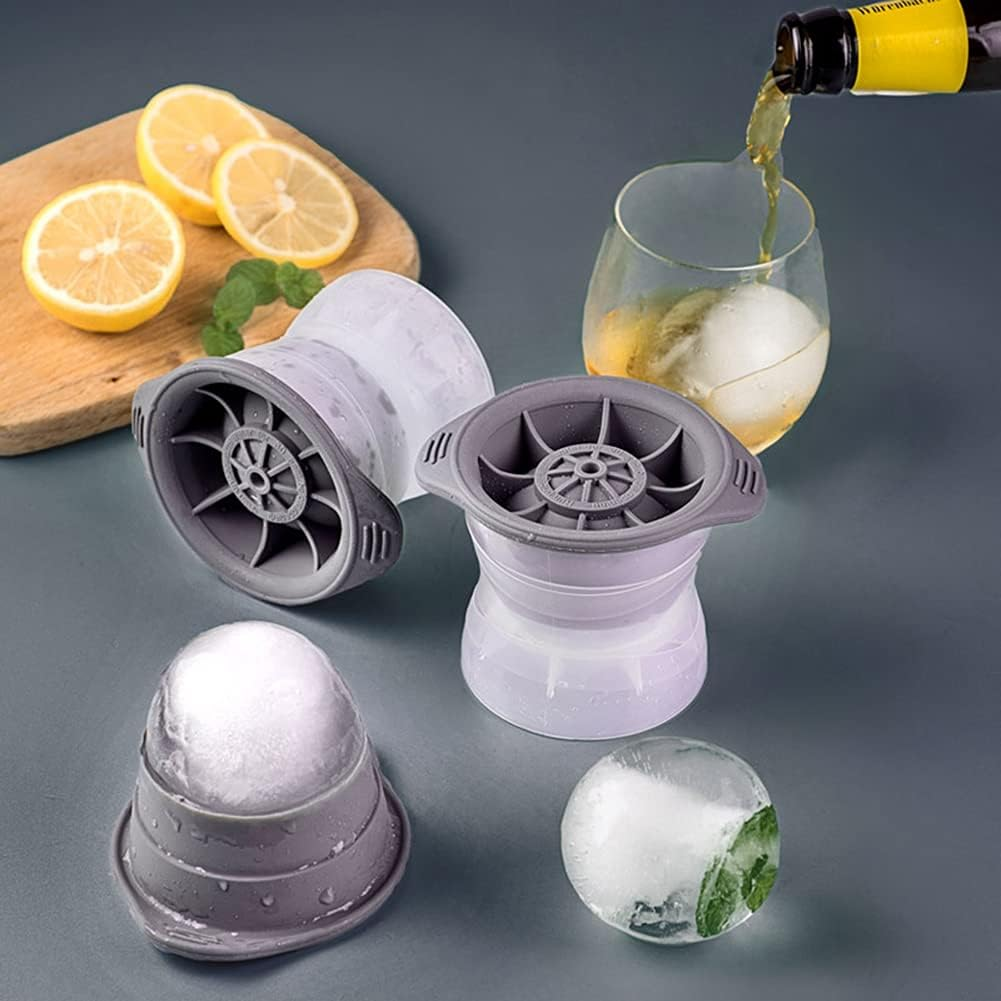 PIPITA 4Pcs Circular Ice Hockey Mold, 7.5 Cm Silicone Ice Sphere Moulds for Whiskey Tumbler Glass, Crystal Bourbon Glass, Freezer Ice Mold Ice Cube Trays image number 2