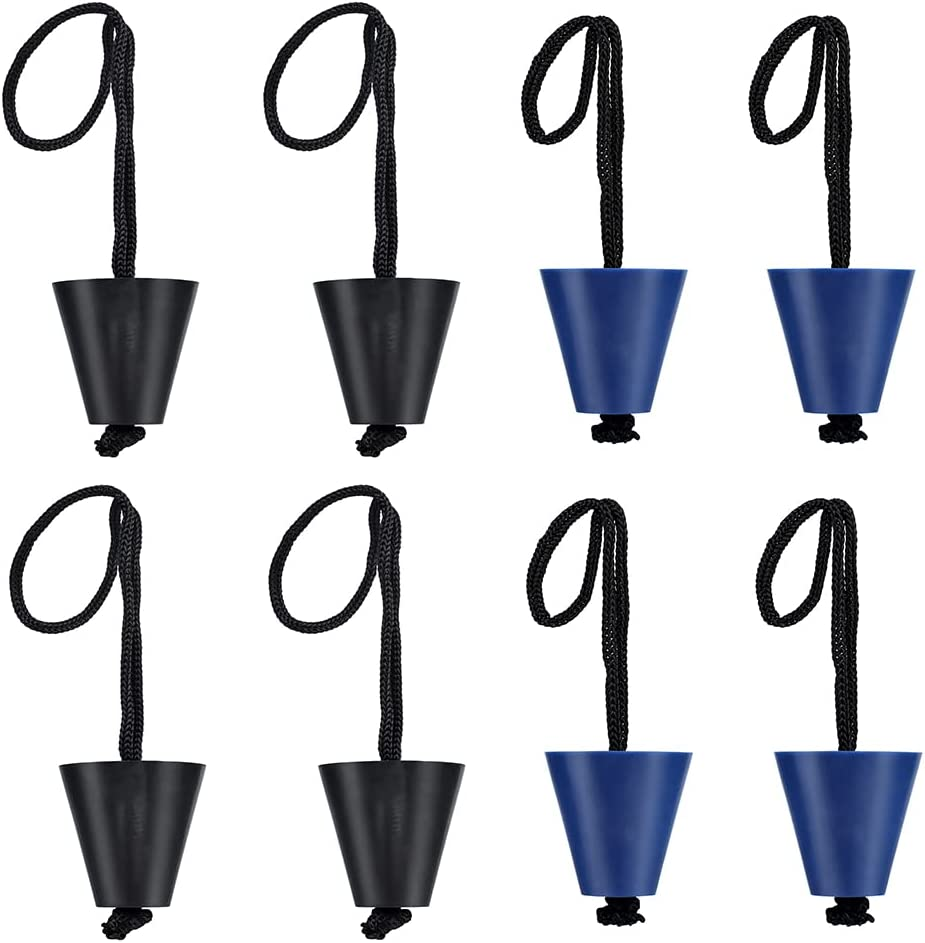 Yakamoz 8Pcs Universal Kayak Silicone Scupper Plug Kit, Kayak Scupper Plugs Drain Holes Stopper Bung with Lanyard image number 3