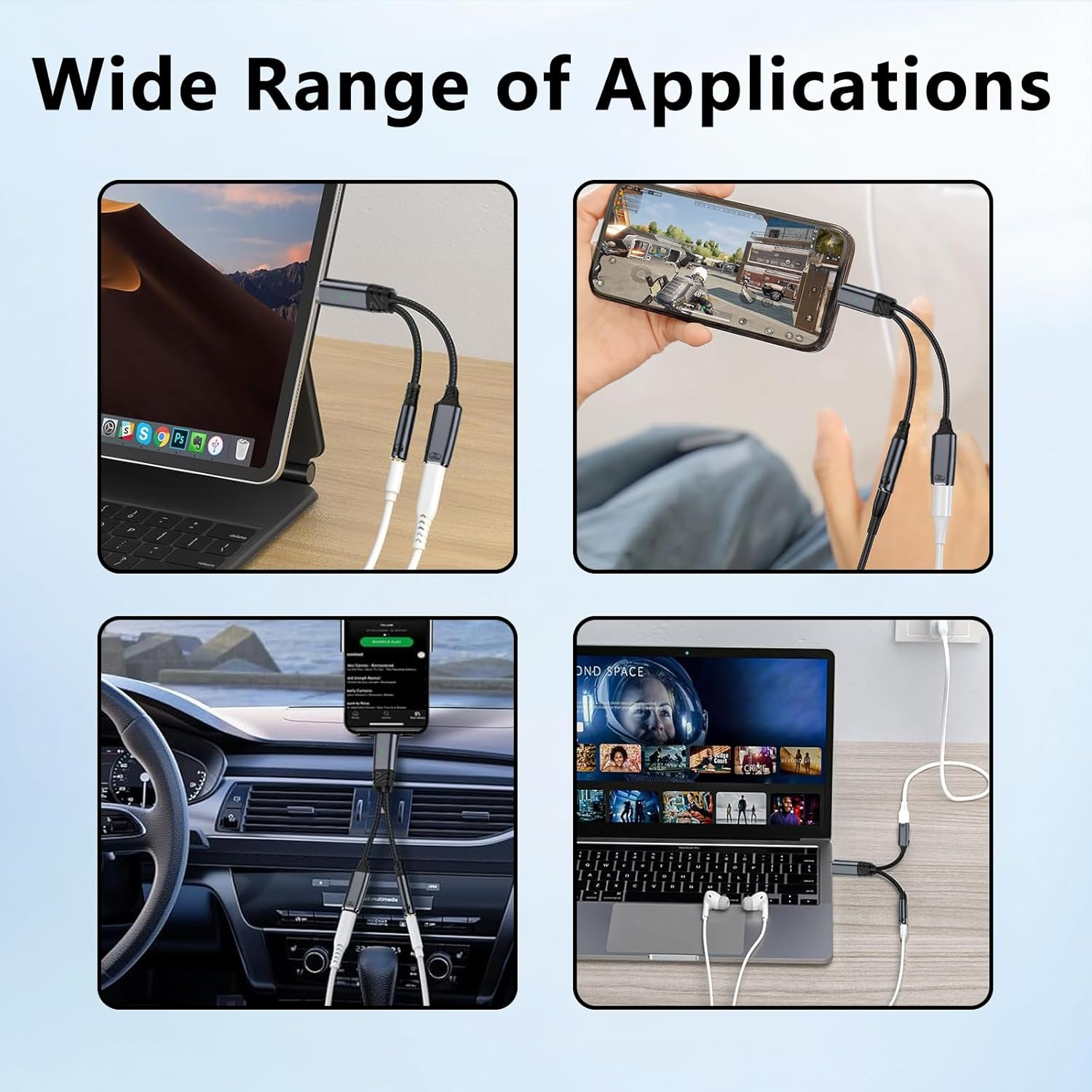 Usb C to 3.5Mm Audio Jack and Charger 2 in 1 USB C Headphone Adapter USB C to Aux with 100W PD Fast Charging Splitter Cable for Iphone 16/15 Pro/Max/Plus/Ipad 10 Pro for Samsung S24 S23 Google Pixel 9 image number 1