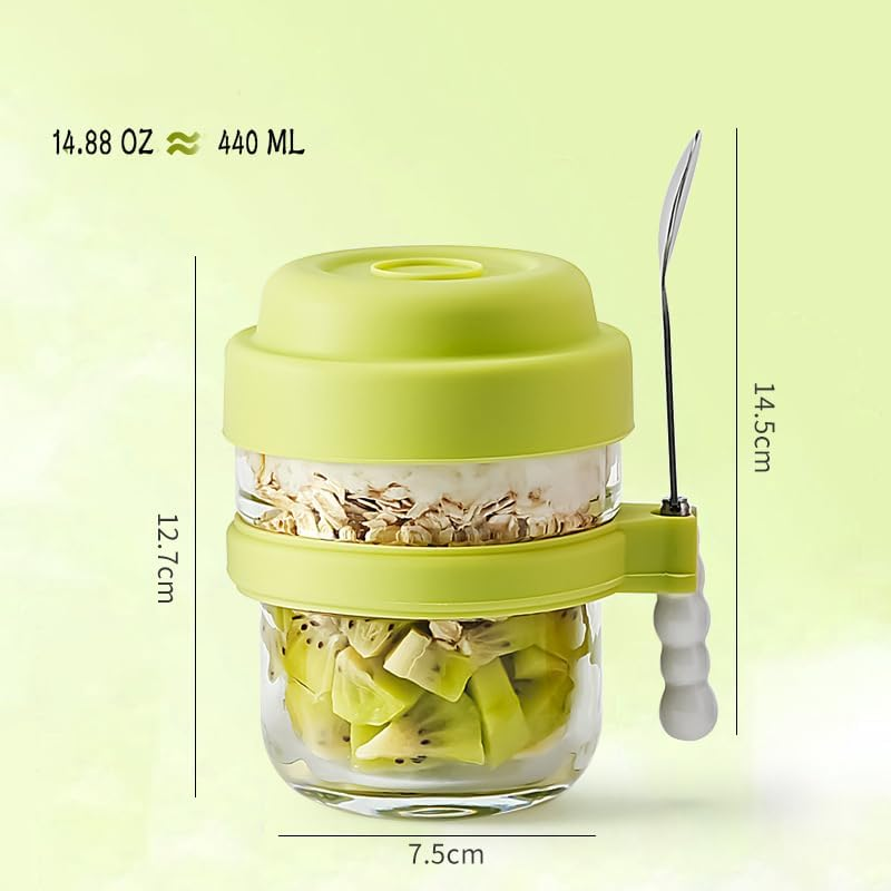 Hmprofocus 4 Pack 15OZ Overnight Oats Glass Containers with Lids and Spoons image number 6