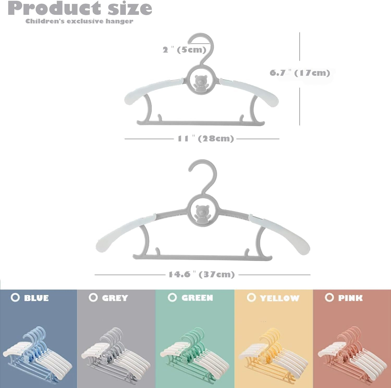 Baby Hangers for Closet,20 Pack Infant Hangers,Non-Slip and Extendable Plastic Children'S Newborn Baby Hangers 11"-14" Adjustable Children Coat Hanger for Girl Boy Toddler Kids Child (Grey) image number 1