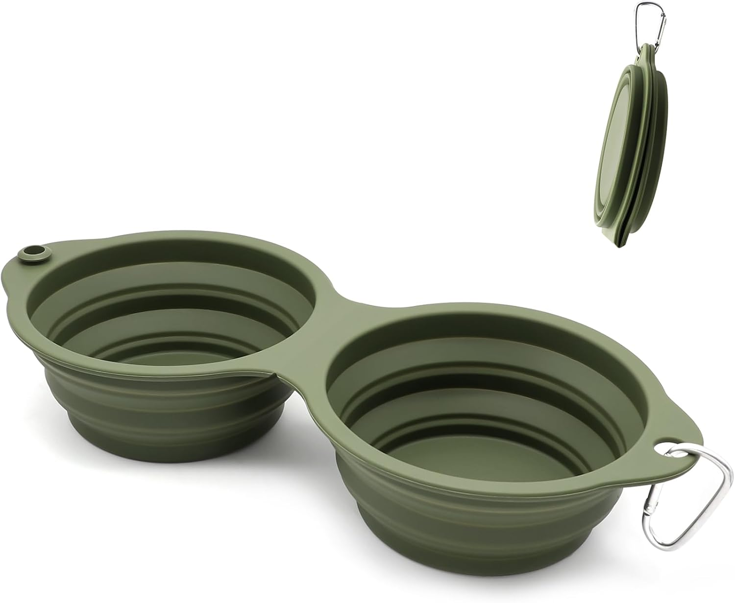 SLSON Dog Bowls Foldable Integrated Travel Bowl without Plastic Rim 2 in 1 Pet Food Bowl for Hiking Camping Green