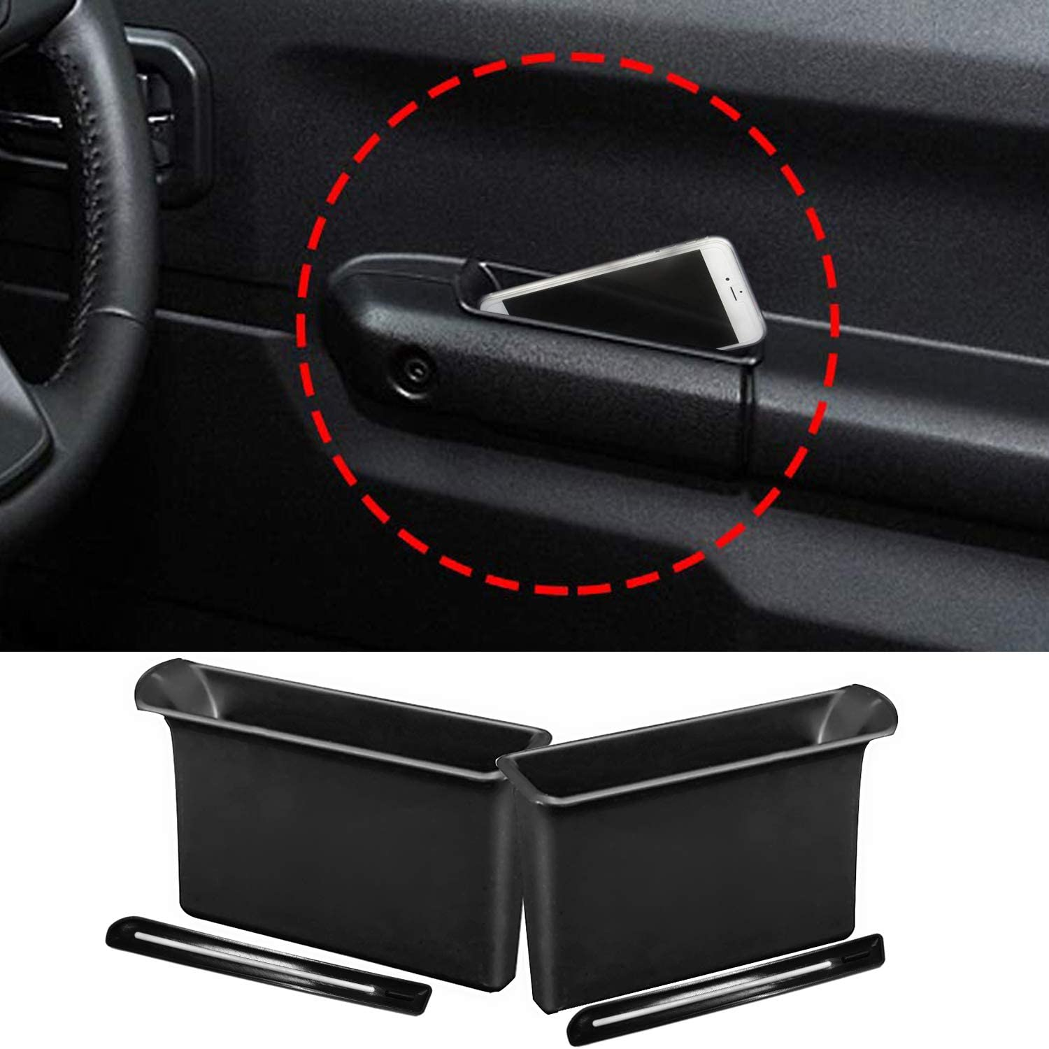 YOCTM for Suzuki Jimny JB64 JB74W 2019 2020 2021 2022 2023 Accessories Front Row Door Side Storage Box Handle Pocket Armrest Phone Container Black