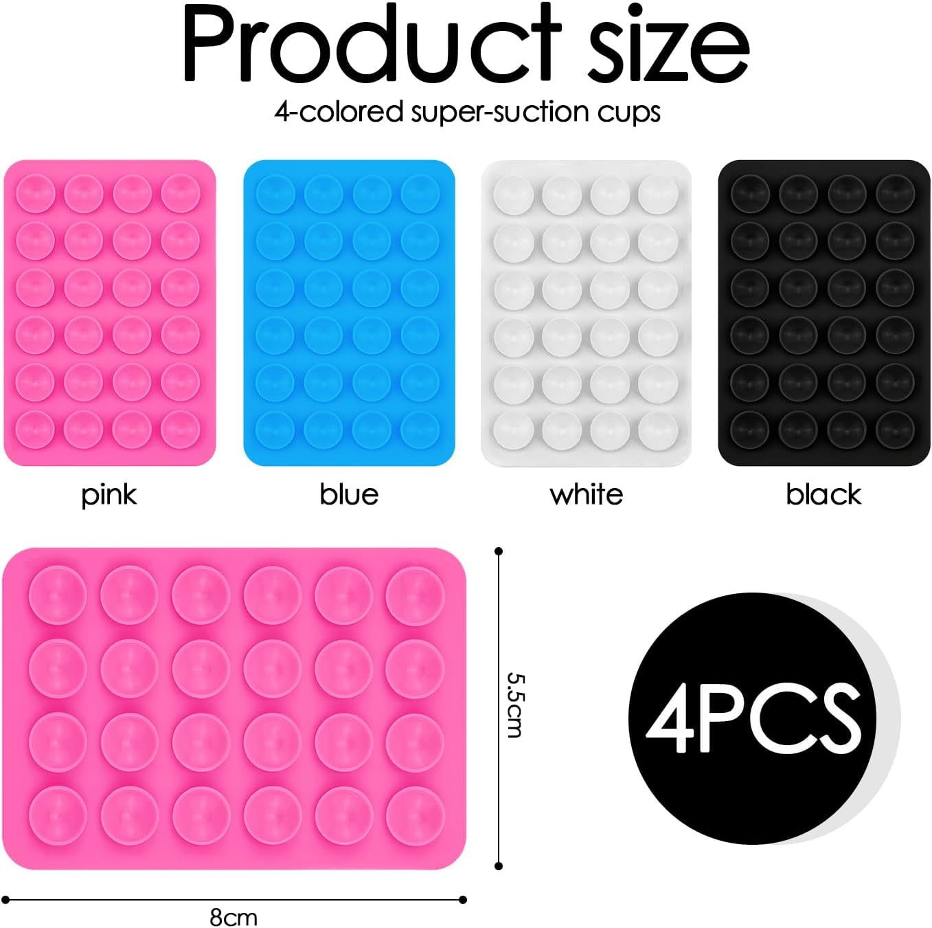 SUNNIFLY 4 Pieces Mobile Suction Cup, Suction Cup for Mobile Phone Can Be Used to Watch Videos, Take Selfies, Adhesive Suction Cup on the Back of the Phone, Removable image number 1