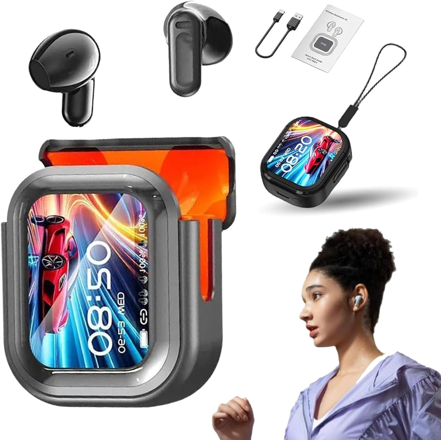 Ne20 Earbuds, NE20 Bluetooth 5.4 LED Display High Fidelity Waterproof Wireless Earphones, H-Tc NE-20 Translation Earbuds, Ai Translation Real Time, IPX6 Waterproof for All Occasions (Black)