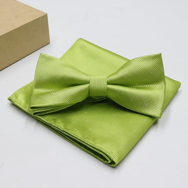 Men'S Wedding Party Pre-Tied Bow Tie Pocket Square Set image number 4