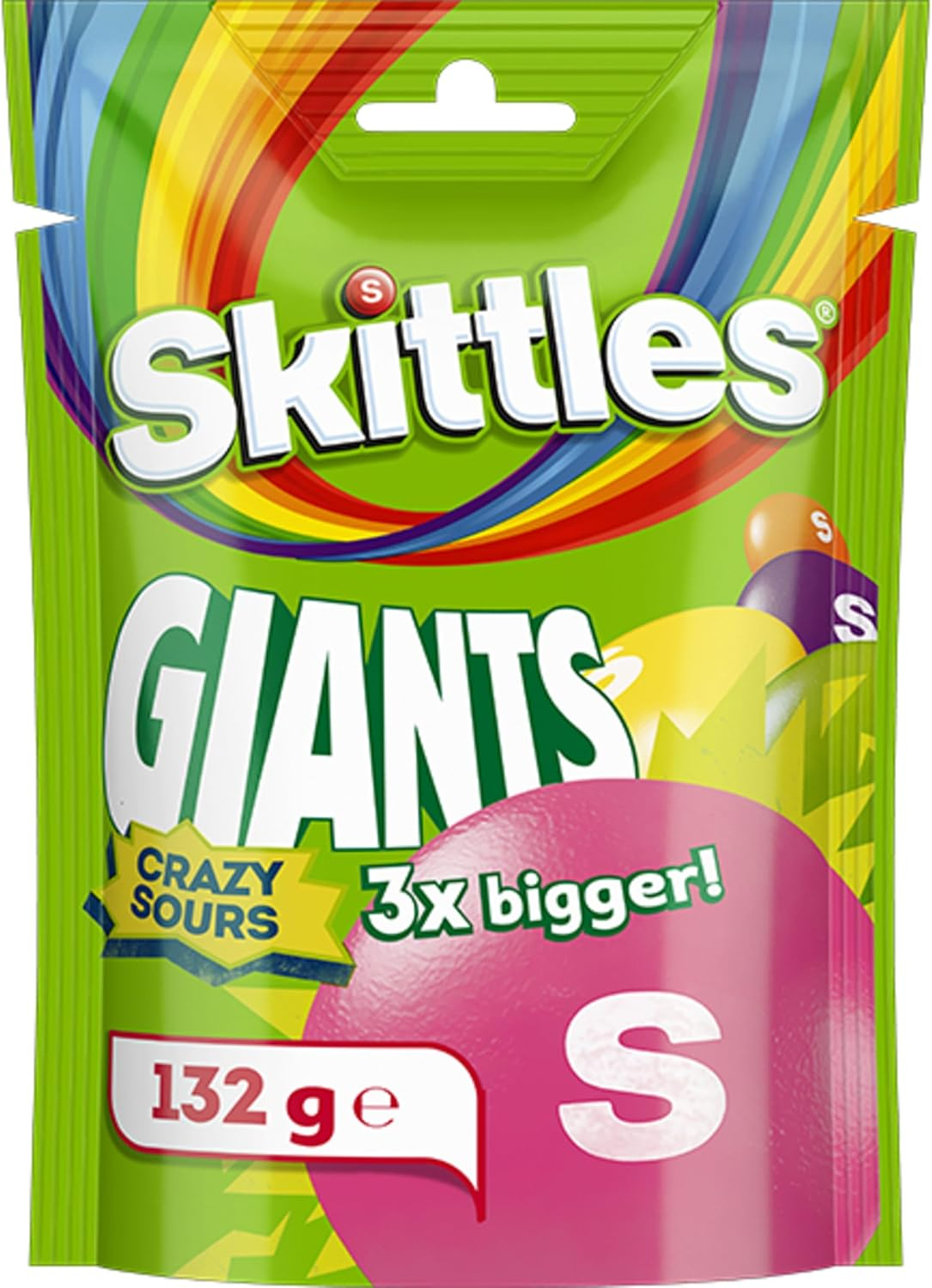 Skittles Giants Crazy Sours Chewy Lollies Snack Bag 132G