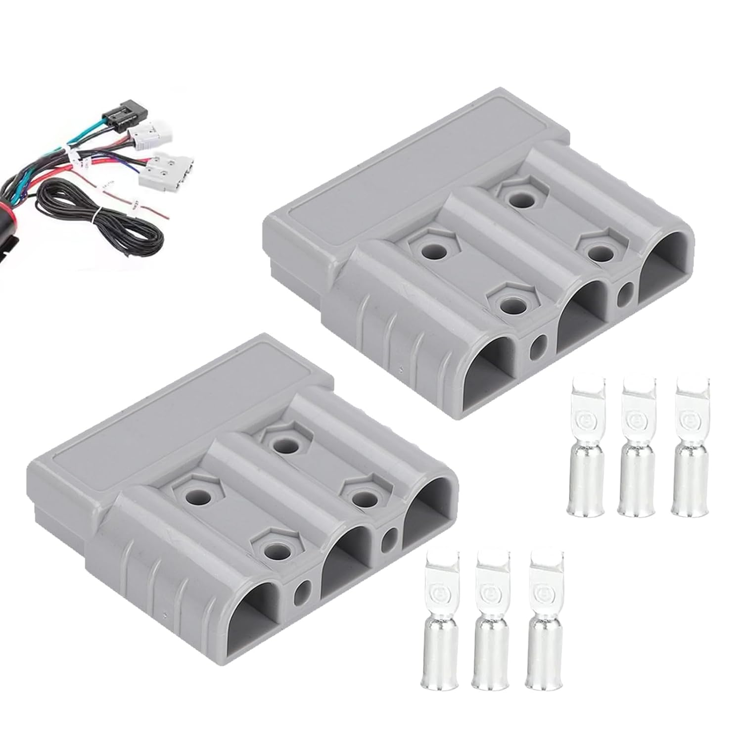 50 Amp Anderson Plug Connector, 2 Pcs Anderson Style Plug Connectors, 3-Pin 3-Pole Battery Connector, Battery Quick Connect/Disconnect Connector for DC-DC Chargers, Solar Panels, Trailers, Caravans image number 5