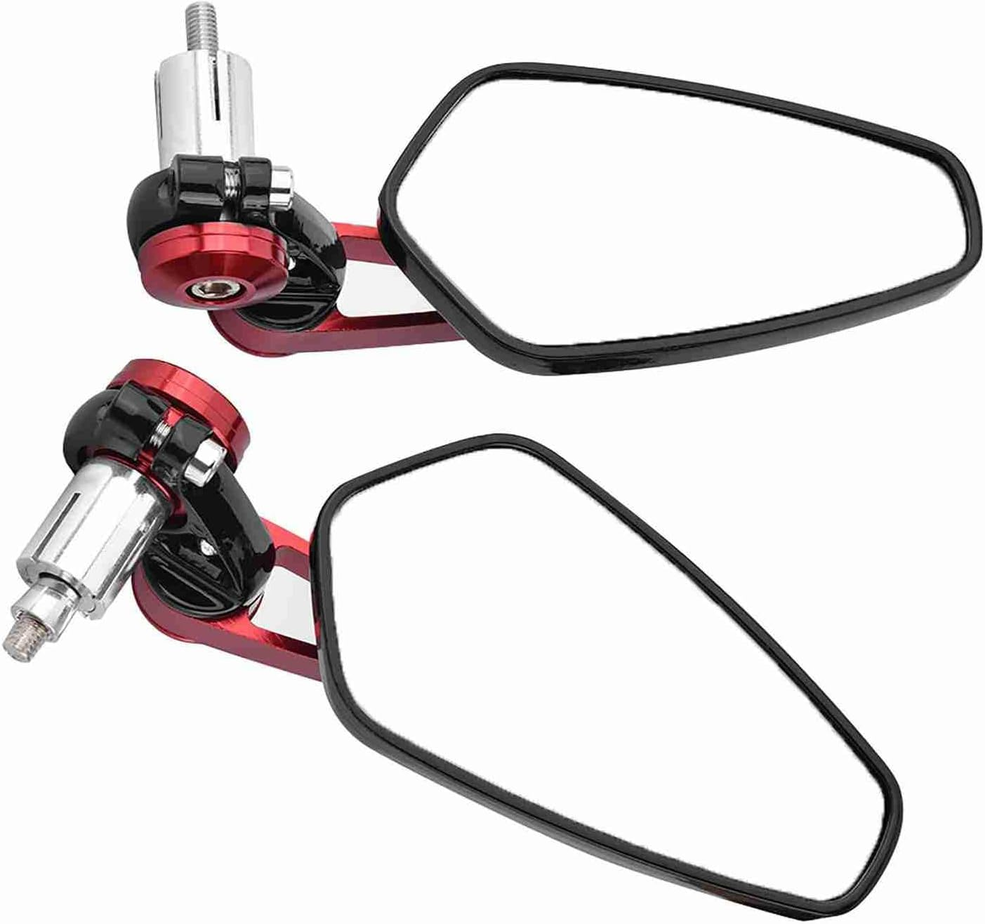 Universal Motorcycle Aluminum Alloy 7/8" 22Mm Bar End Mirrors with 360-Degree Adjustability and Clear Optic Glass in (Red) - Blue image number 7
