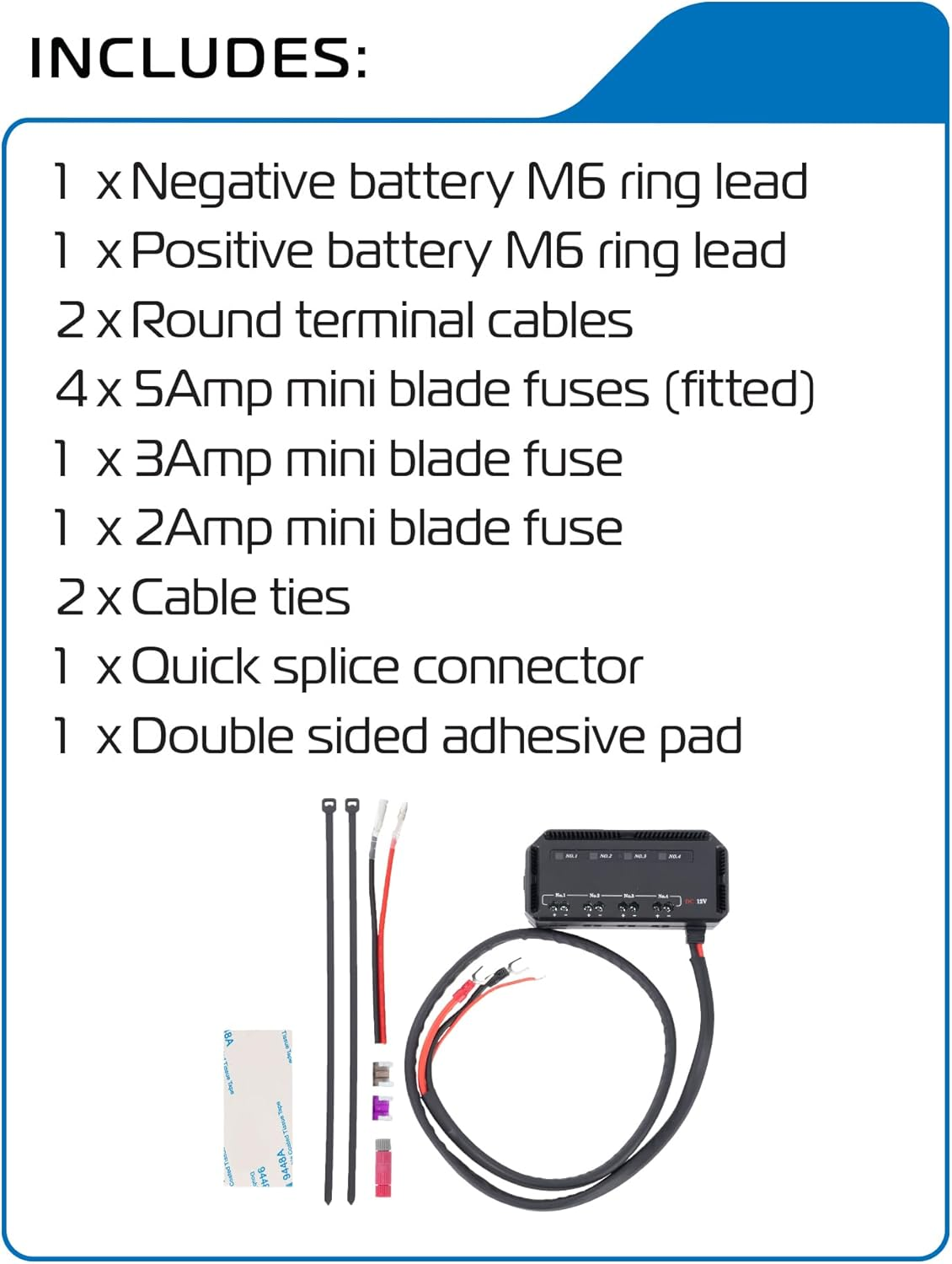 Oxford Motorcycle 12V Fuse Box with Relay. Quick Wiring 4-Way Fuse Holder with Indicator Lights & 5A Fuse for Motorcycle, Motorbike Headlights, Navigation, Phone Holder, Charger, Heated Grips Etc.