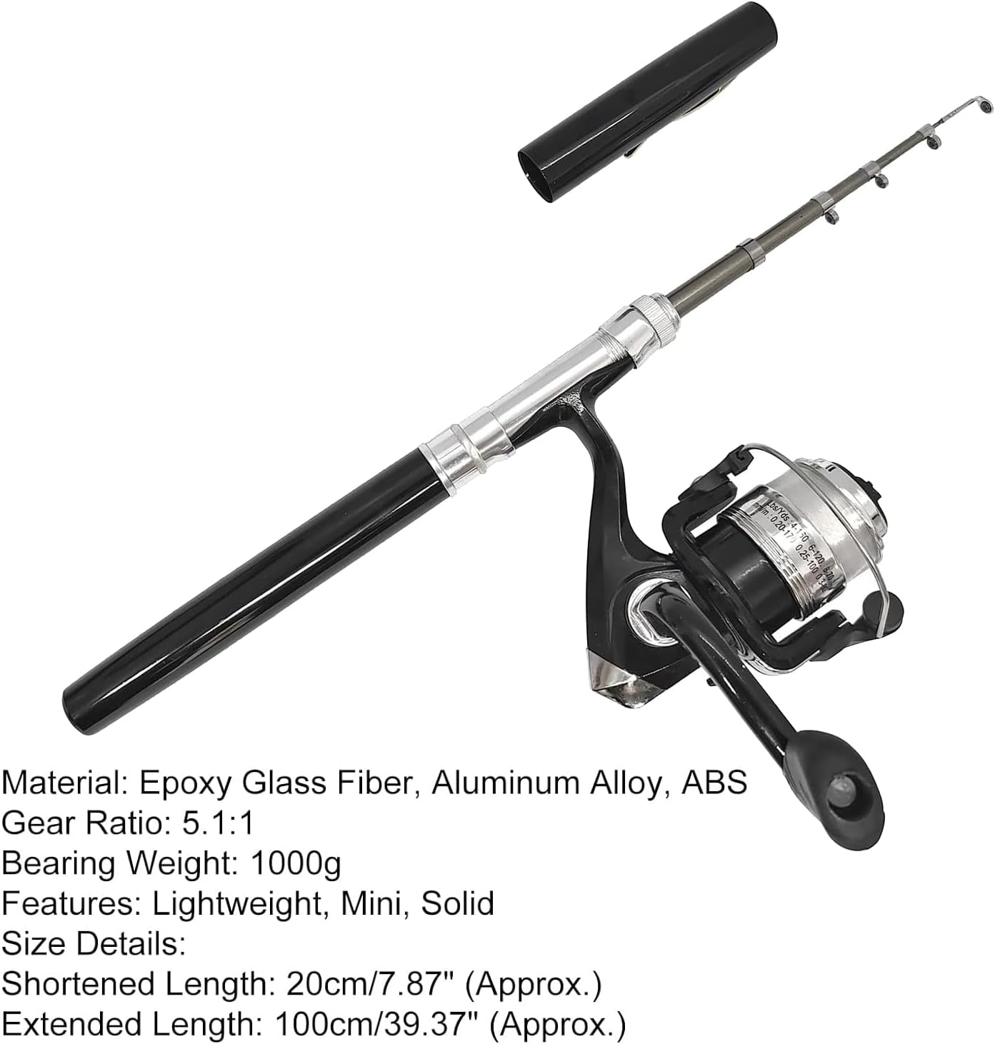 Pen Fishing Rod Reel Combo Set Premium Mini Pocket Collapsible Fishing Pole Kit Telescopic Fishing Rod with Spinning Reel image number 1