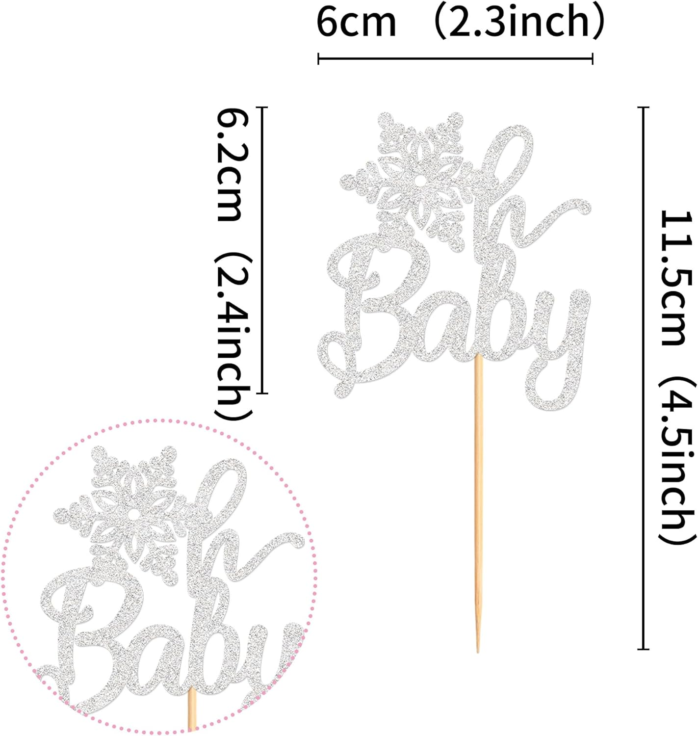 24 PCS Snowflake Cupcake Toppers Silver Glitter Winter Frozen Theme Cupcake Picks Baby Shower Kids Birthday Party Christmas Cake Decorations Supplies - Blue image number 7