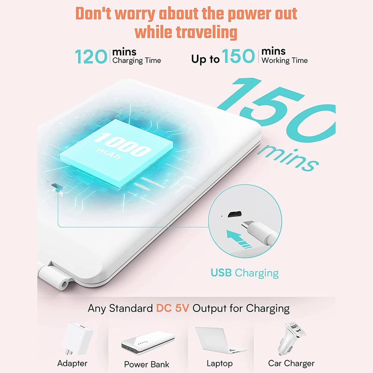 Travel Makeup Mirror, Folding Lighted Makeup Mirror with 80 LED Lights, Adjustable 3-Color Touch Screen Vanity Mirror, USB Rechargeable Portable Cosmetic Mirror for Travel Outing image number 4