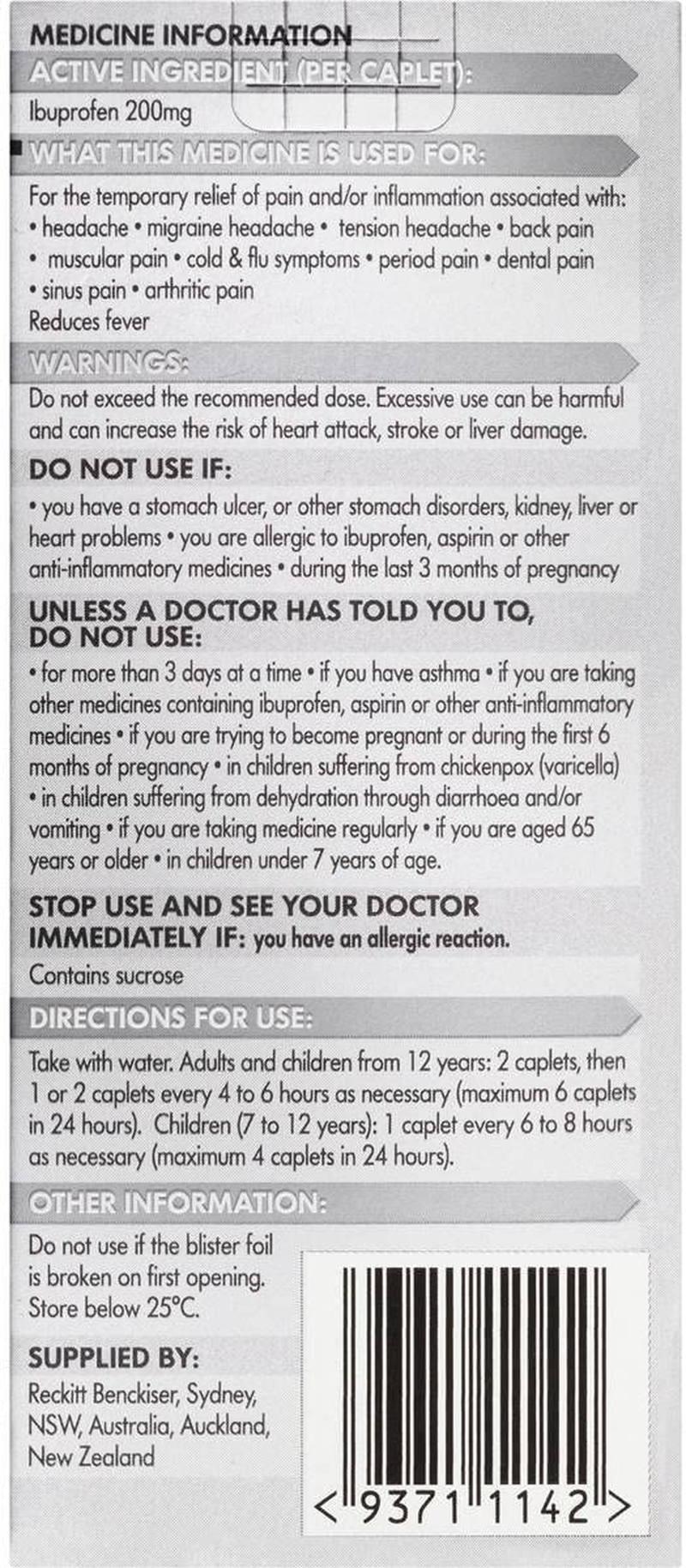 Nurofen Tablets Pain and Inflammation Relief 200Mg Ibuprofen 24 Pack