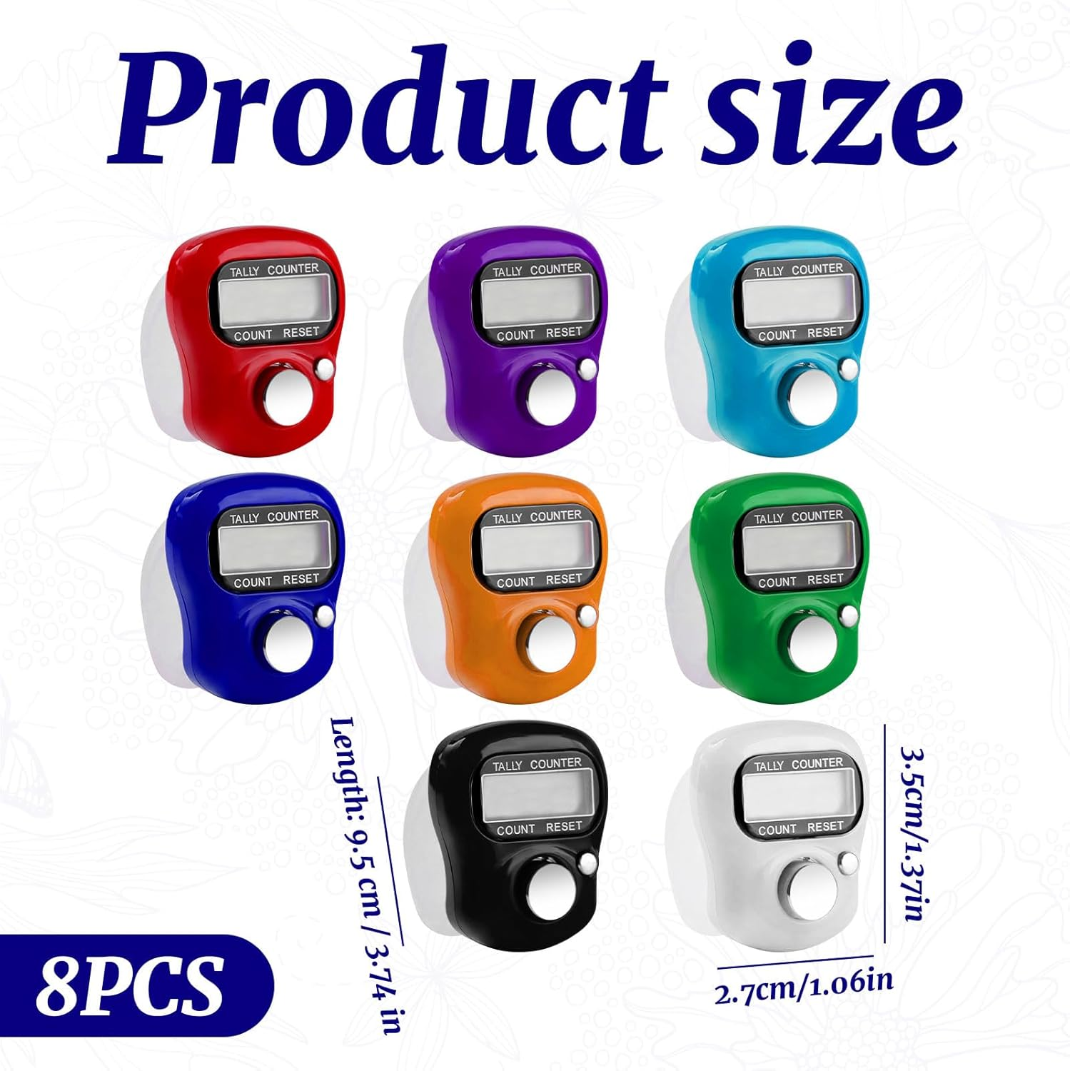 Electronic Finger Tally Counter, 8 Pcs Clicker Counter, Counters, Mini LCD Digital Display Tally Counter, Mini Digital Display Handheld Clicker Pitch Counter (Not Including Battery) image number 3