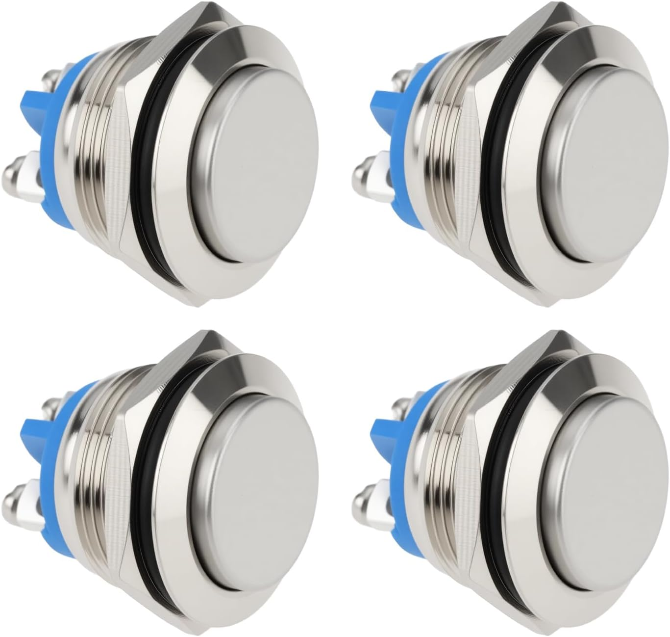 4PCS 19Mm Waterproof Push Button Switch, 250V 5A 1NO SPST, Stainless Steel Momentary Switch image number 6