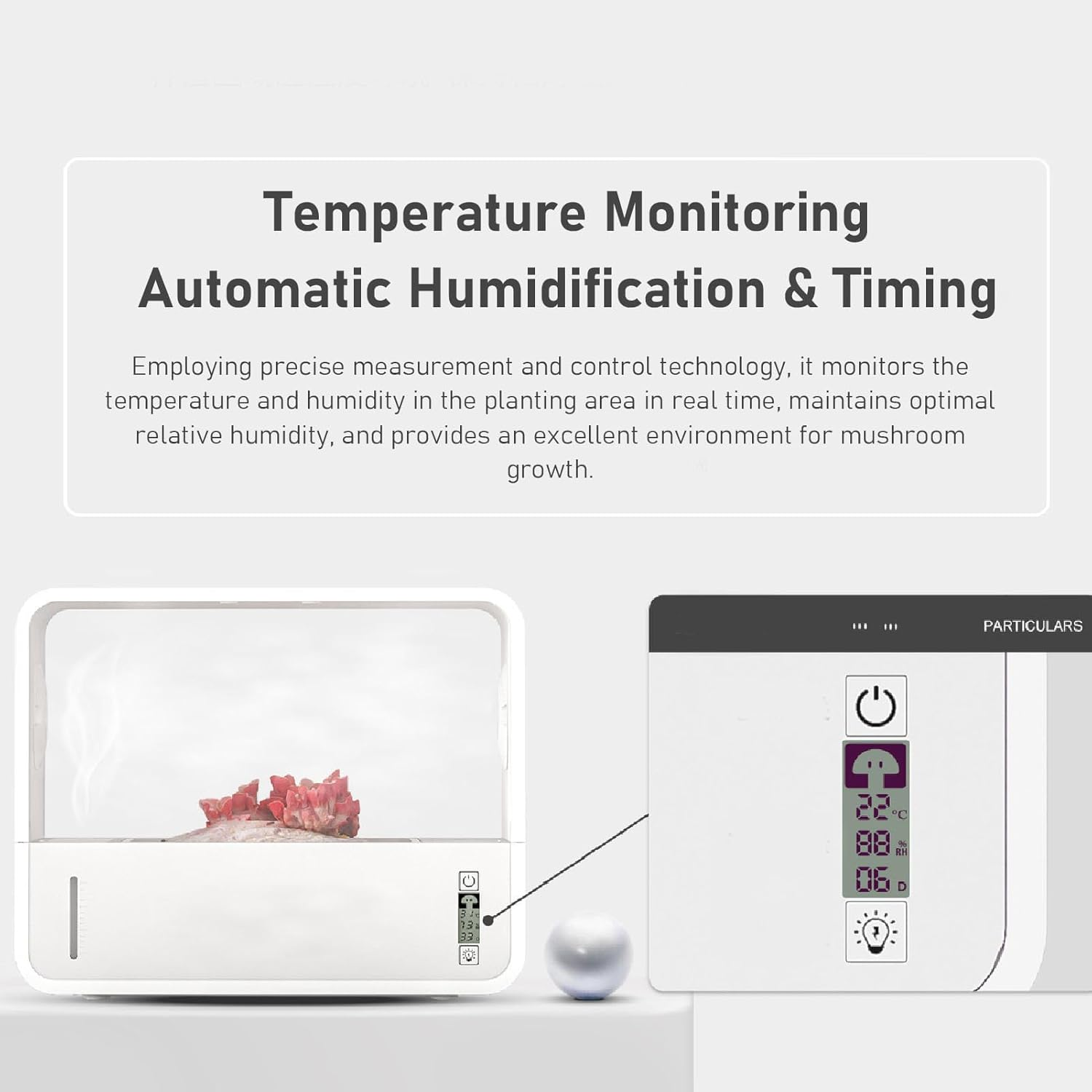 Mushroom Grow Tent, 14.6 X 7.1 X 11.6 X 6.9In Smart Soilless Still Air Box Transparent Viewing LED Lighting Mushroom Grow Box for Monitoring Humidity and Temperature image number 1