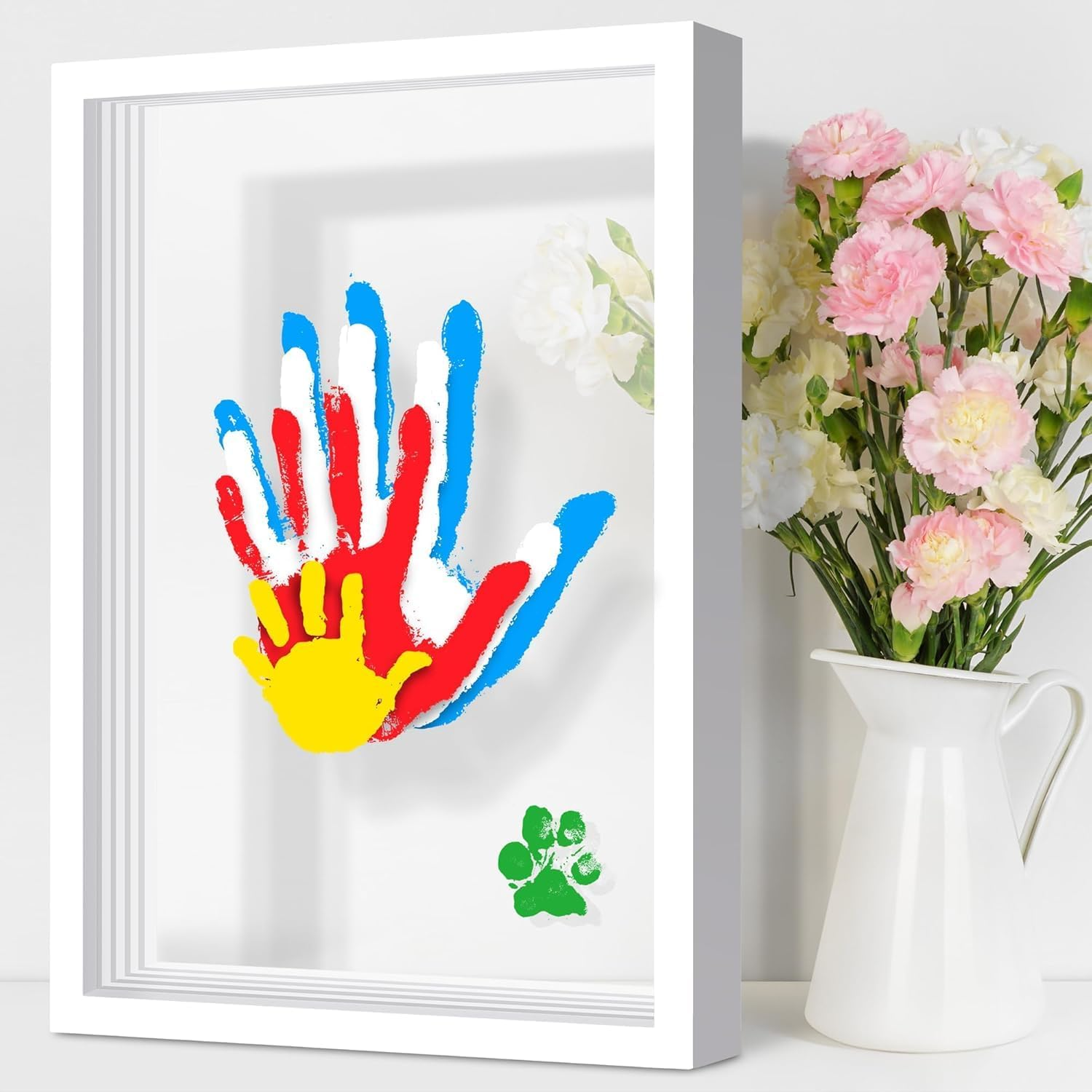 Family Handprint Kit for 4, DIY Craft Keepsake Frame with Clear Acrylic Boards, Adoption Gifts, Family Gifts for New Parents, New Mom, Father'S Day, Mother'S Day, Anniversary (White) image number 6