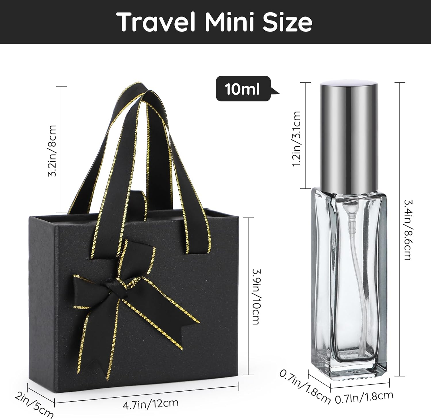 Segbeauty Atomizer Sprayer for Perfume - 6Pcs 10ML Travel Size Refill Bottle with Gift Box, Empty Glass Small Spray Bottle, Mini Sample Container, Travel Accessories