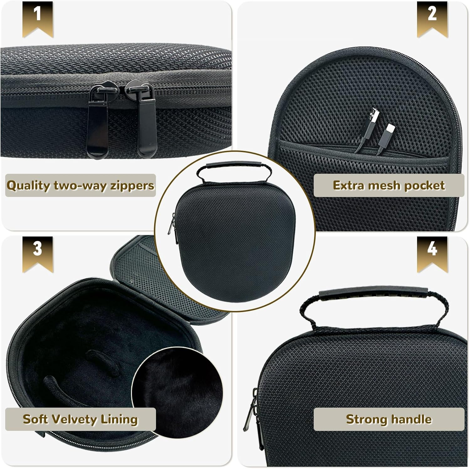 Hard Case for Sony WH-CH720N 710N 520 510, Bose Quietcomfort QC Ultra 45 35, JBL Tune Live 460NC 660NC Headphones, Universal Travel Storage Carrying Case with Mesh Pocket and Extra Small Case - Grey image number 7