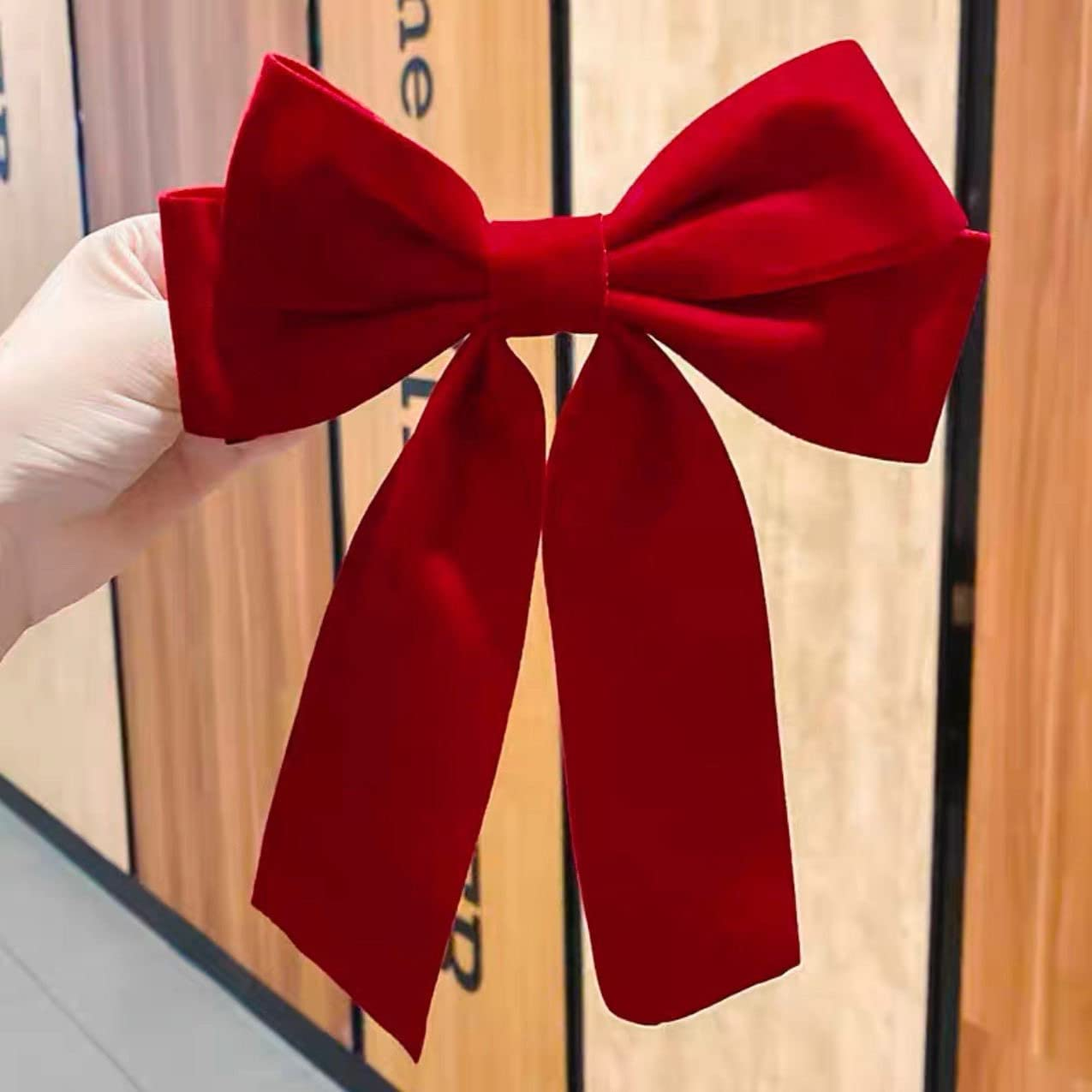 Hair Bows for Women French Barrette Hair Clips Big Bows for Girls Bowknot Hair Clip Metal Hair Accessories for Teen Girls Hairpin Red Black Velvet Bow 2Pcs image number 2