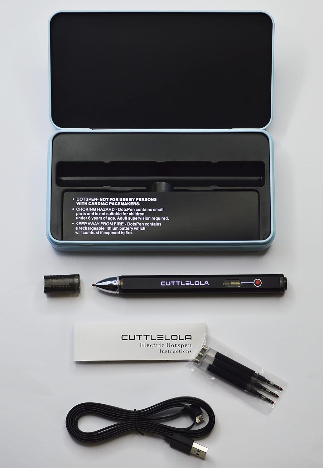 CUTTLELOLA Electric Dotspen II - the Black Knight, Rechargeable Pen for Artists, Hobbist, Tatooist. Use Electric Pen for Managa, Sketching, Stippling, Pen and Ink Drawing,Doodle Etc.