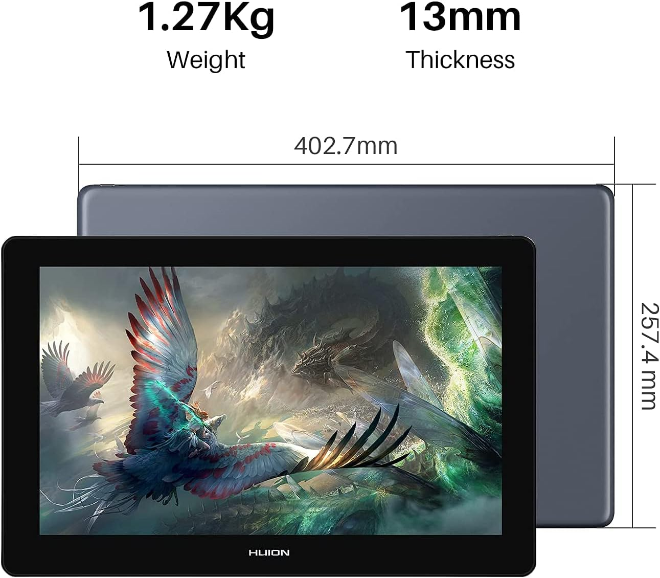 HUION Kamvas Pro 16 plus 4K UHD Graphics Drawing Tablet with Screen Full Laminated 145% Srgb Pen Display with Battery-Free Stylus, 15.6-Inch Drawing Monitor Work with Linux, Windows PC, Mac, Android image number 2