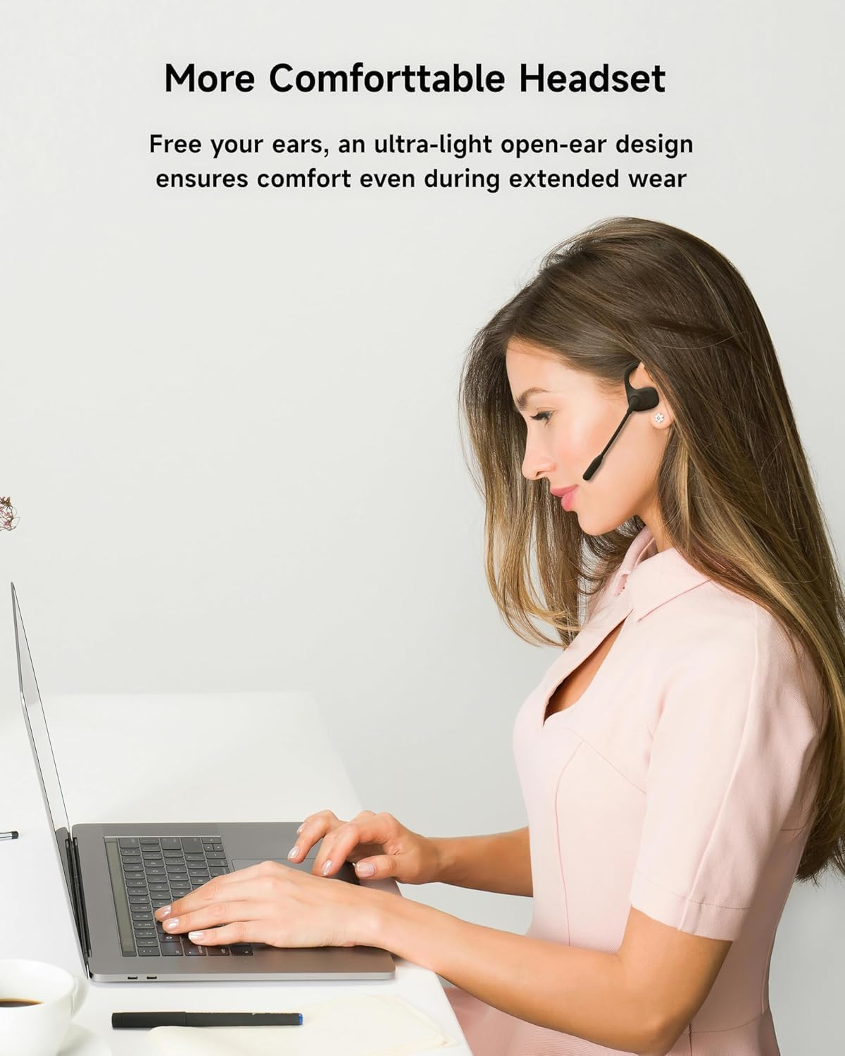 LOBKIN Open Ear Headphones with Mic, Bluetooth Headset with Noise Cancelling Microphone and Multipoint Connect, Wireless Bluetooth 5.3 Headset for Work Call Meeting Driving image number 1