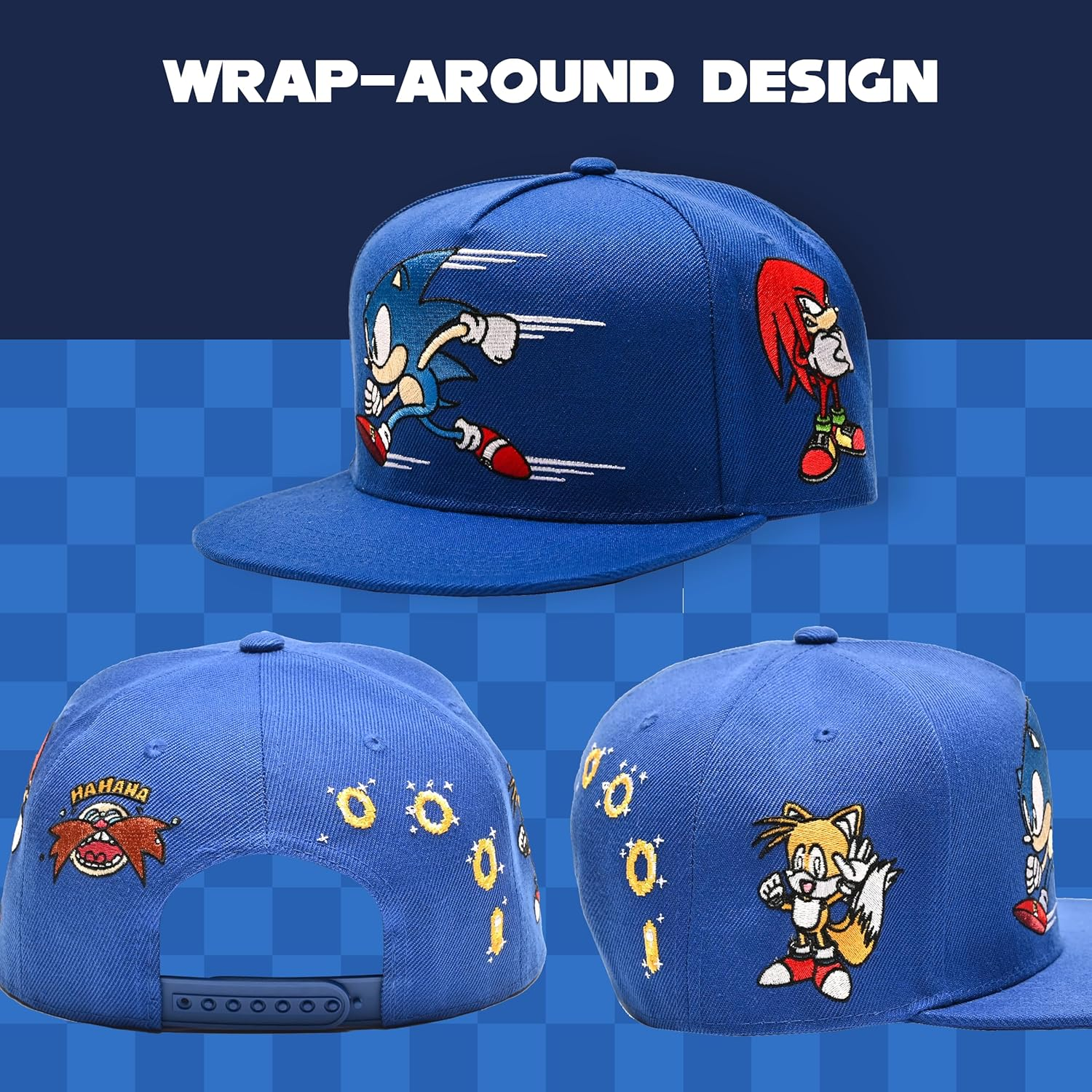 Concept One Men'S Sonic the Hedgehog Cap, Embroidered Logo Baseball Hat with Flat Brim, Adjustable image number 2