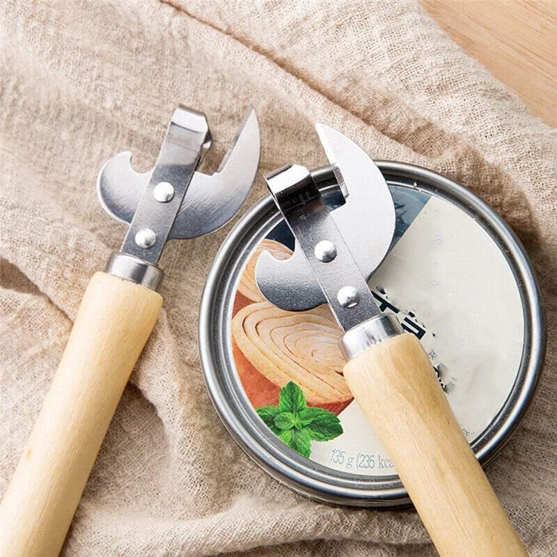 Stainless Steel Kitchen Utensil Multifunctional Lid Remov-E Side Cut Manual Can Opener with Wood Handle image number 3