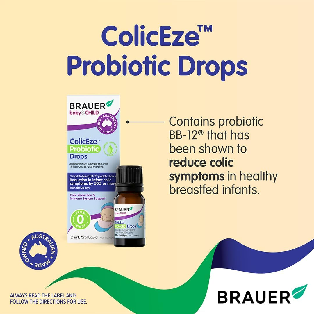 Brauer Baby & Child Coliceze Probiotic Drops 7.5 Ml &ndash; BB-12 Bifidobacterium Animalis Ssp. Lactis for Infant Colic Relief