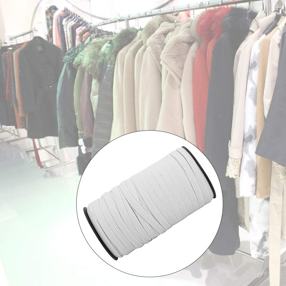 Elastic Band Accessory 100Yard Clothing Accessories Rubber for Band Knitted High Elastic 8Mm Decoration Decorative Attire Accessories Elastic Bands (White) - Black image number 3
