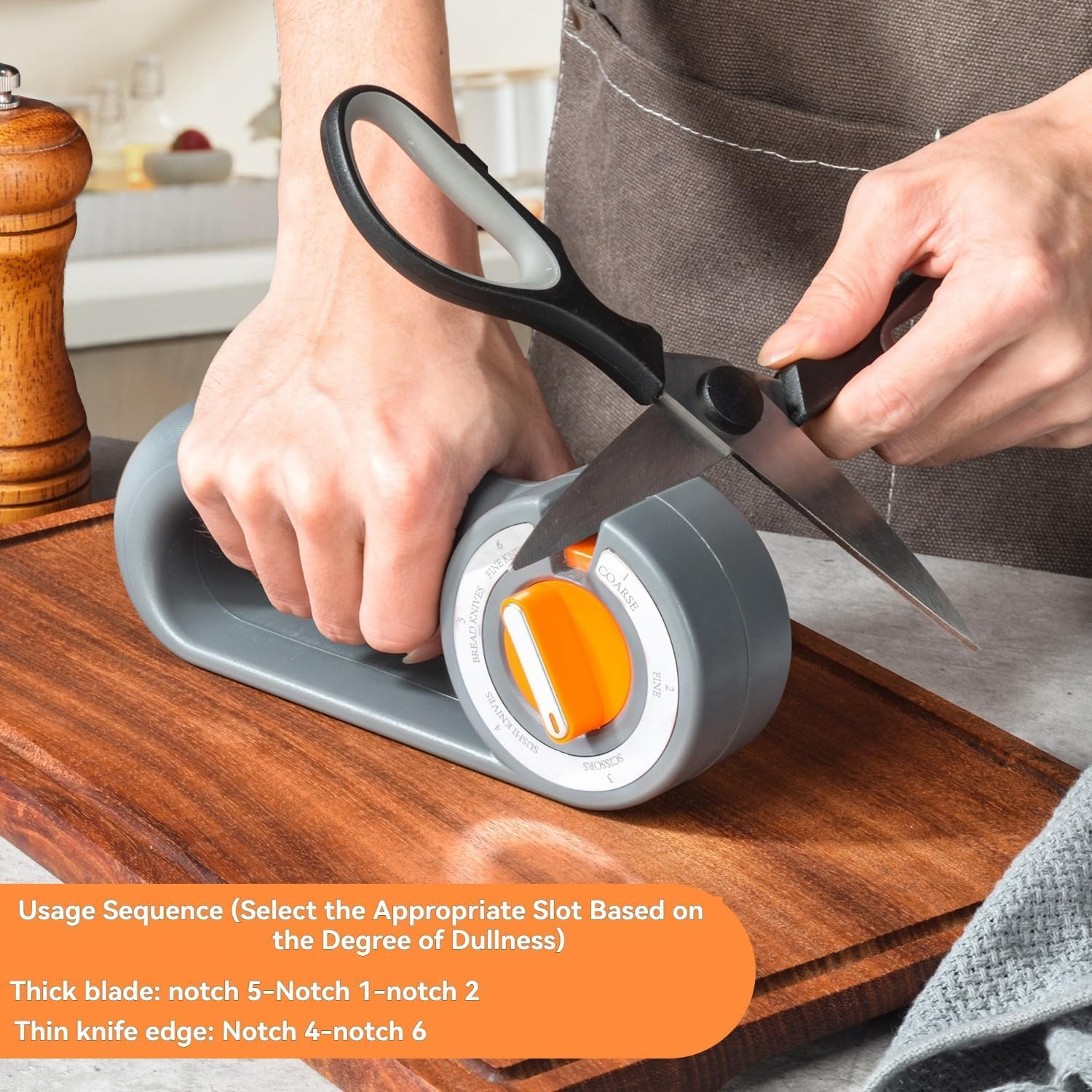 CERULYX 6-In-1 Kitchen Knife Sharpener & Portable Mini Tool Bundle, Manual 3-Stage Sharpening System for Chef Knives & Scissors, Restore & Polish Blades for Home, BBQ & Camping image number 2