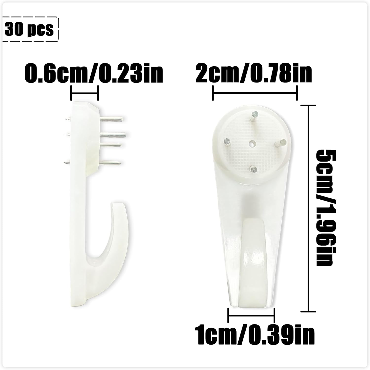 HAIKING Concrete Wall Hook, 30 PCS Invisible Nail Hangers for Picture, Photo, Frame, Clock (5 X 2 Cm/1.96 X 0.78 In) image number 2