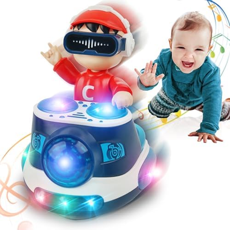 Musical Toys for Baby Crawling, Infant Tummy Time Toys for Toddler, Jazz Drums Early Educational Kids Music Sensory Toys Christmas Birthday Gift for Boys and Girls (DJ Blue)