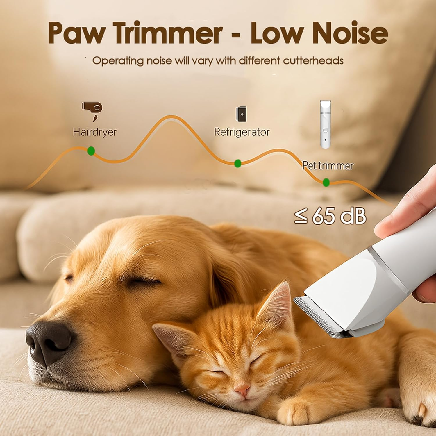 Paws2U 4 in 1 Dog Grooming Kit, IPX7 Waterproof Trimmer, Multi-Blade Pet Hair Clippers Kit, Pet Paw Trimmers & Nail Grinder, USB Rechargeable Clipper Grooming Trimmer for Small Dogs & Cats Indoors