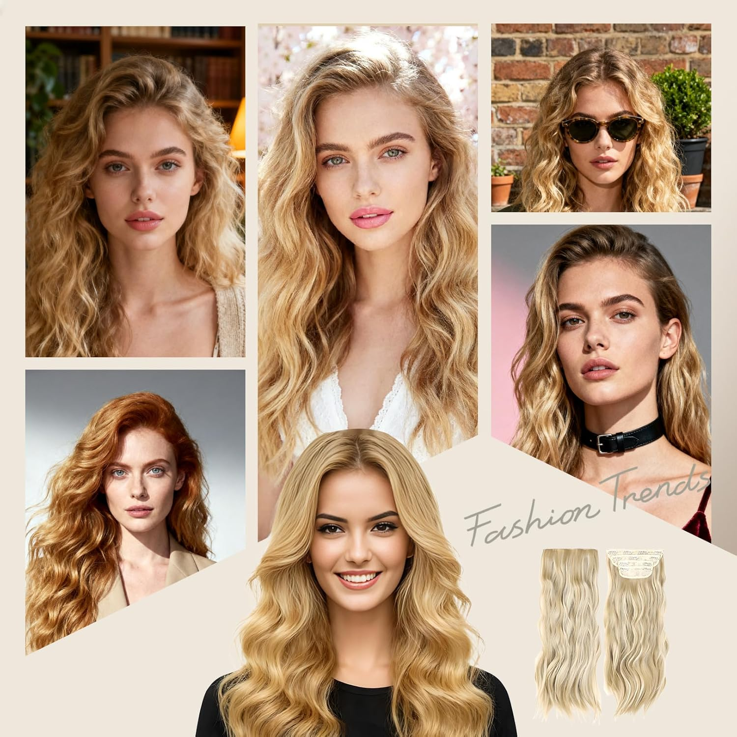 Clip-In Real Hair Extensions, 4 Pieces, 50 Cm, Hair Extensions Clip in for Women, Everyday and Special Occasions image number 5